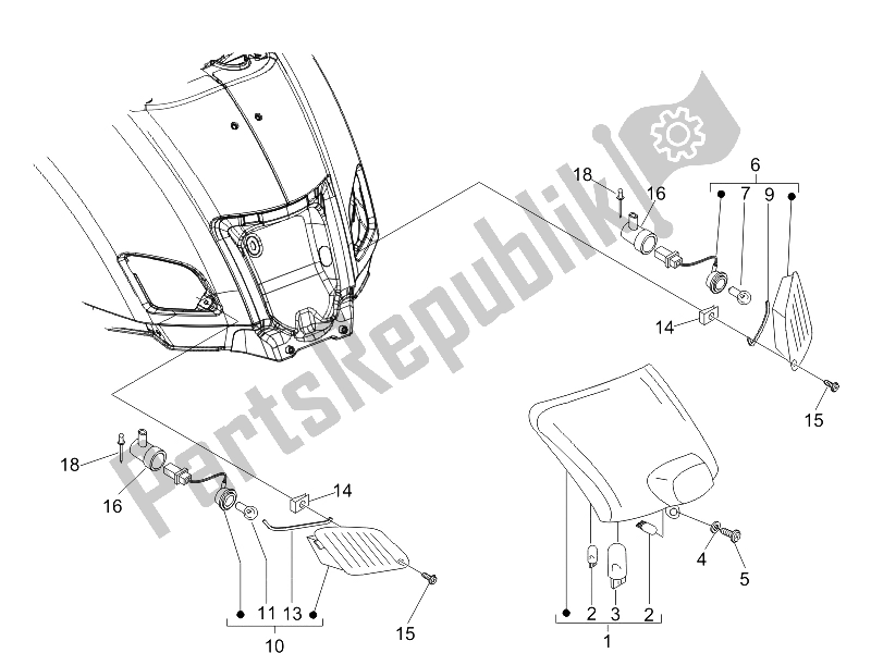 Tutte le parti per il Fanali Posteriori - Indicatori Di Direzione del Vespa GTV 125 4T E3 2006