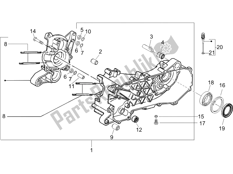 Todas as partes de Bloco Do Motor do Vespa Sprint 50 2T2V 2014