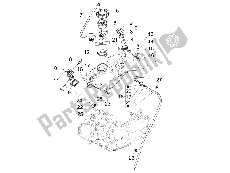 Toutes les pièces pour le Réservoir D'essence du Vespa 125 4T 3V IE Primavera Vietnam 2014