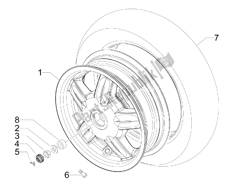 Tutte le parti per il Ruota Posteriore del Vespa S 125 4T IE E3 College 2009