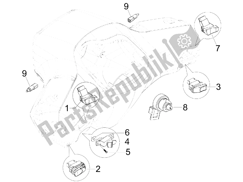 Toutes les pièces pour le Sélecteurs - Interrupteurs - Boutons du Vespa S 50 4T 4V College USA 2008