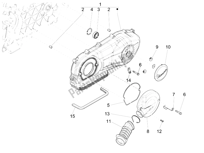 Toutes les pièces pour le Couvercle De Carter - Refroidissement Du Carter du Vespa GTS Super 150 IE 4T 3V 2014