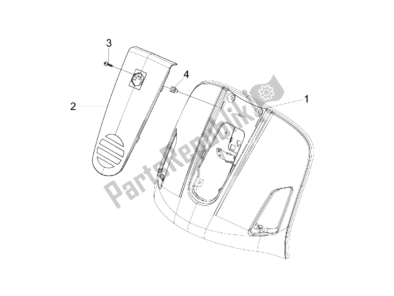 All parts for the Front Shield of the Vespa Granturismo 125 L Potenziato 2005