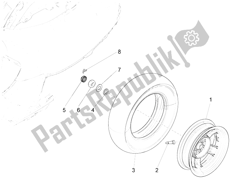 Tutte le parti per il Ruota Posteriore del Vespa LX 125 4T 3V IE 2012