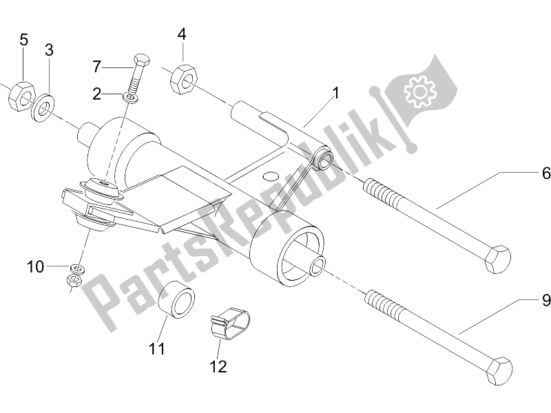 All parts for the Swinging Arm of the Vespa LX 50 4T USA 2006