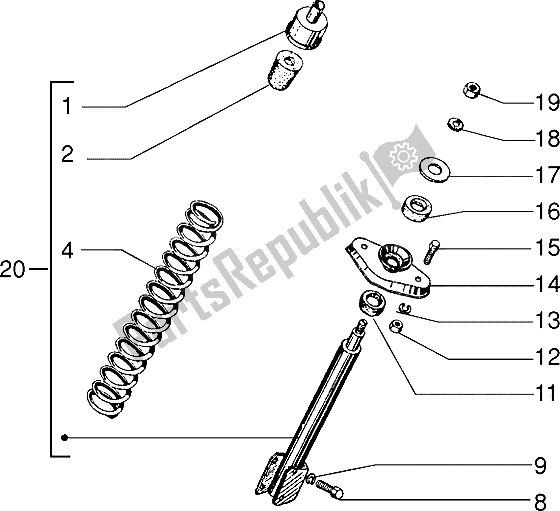 All parts for the Front Shock Absorber of the Vespa PX 125 E 1992