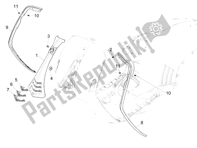 Todas las partes para Escudo Delantero de Vespa 946 150 2014