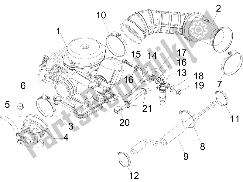 Tutte le parti per il Carburatore, Gruppo - Raccordo del Vespa LX 50 4T 4V NL 2011