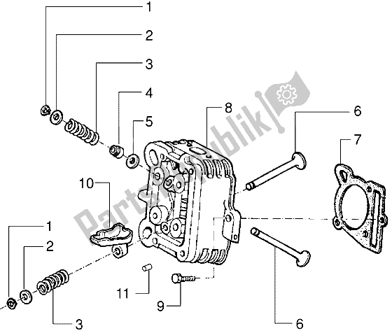 Todas as partes de Cabeça - Válvulas do Vespa ET4 125 1996