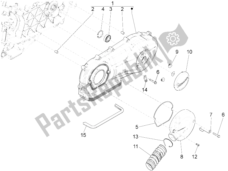 Todas las partes para Tapa Del Cárter - Enfriamiento Del Cárter de Vespa S 150 4T 3V IE Vietnam 2012