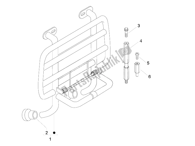 Tutte le parti per il Portapacchi Anteriore del Vespa LX 50 2T E2 Touring 30 KMH 2010