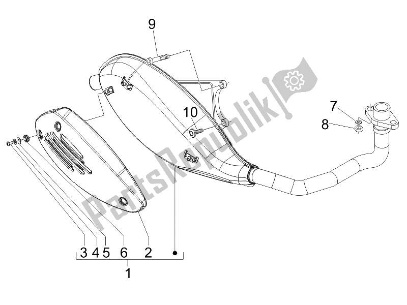 Alle onderdelen voor de Geluiddemper van de Vespa LX 50 4T USA 2009