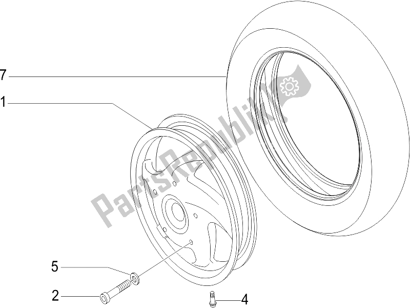 All parts for the Front Wheel of the Vespa LX 50 2T D 2005