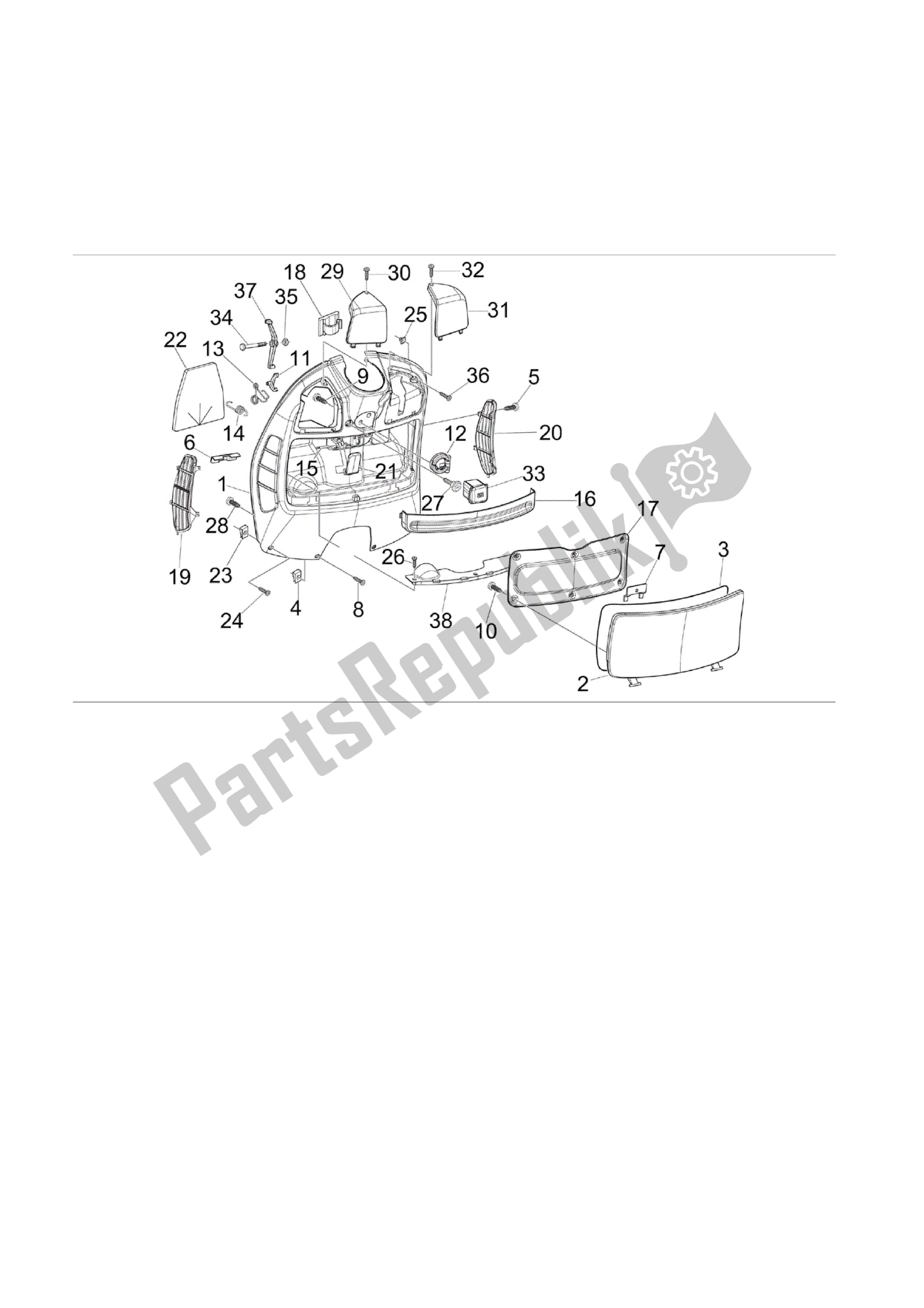 Toutes les pièces pour le Maletero Delantero - Contraescudo du Vespa Granturismo 200 2005 - 2007