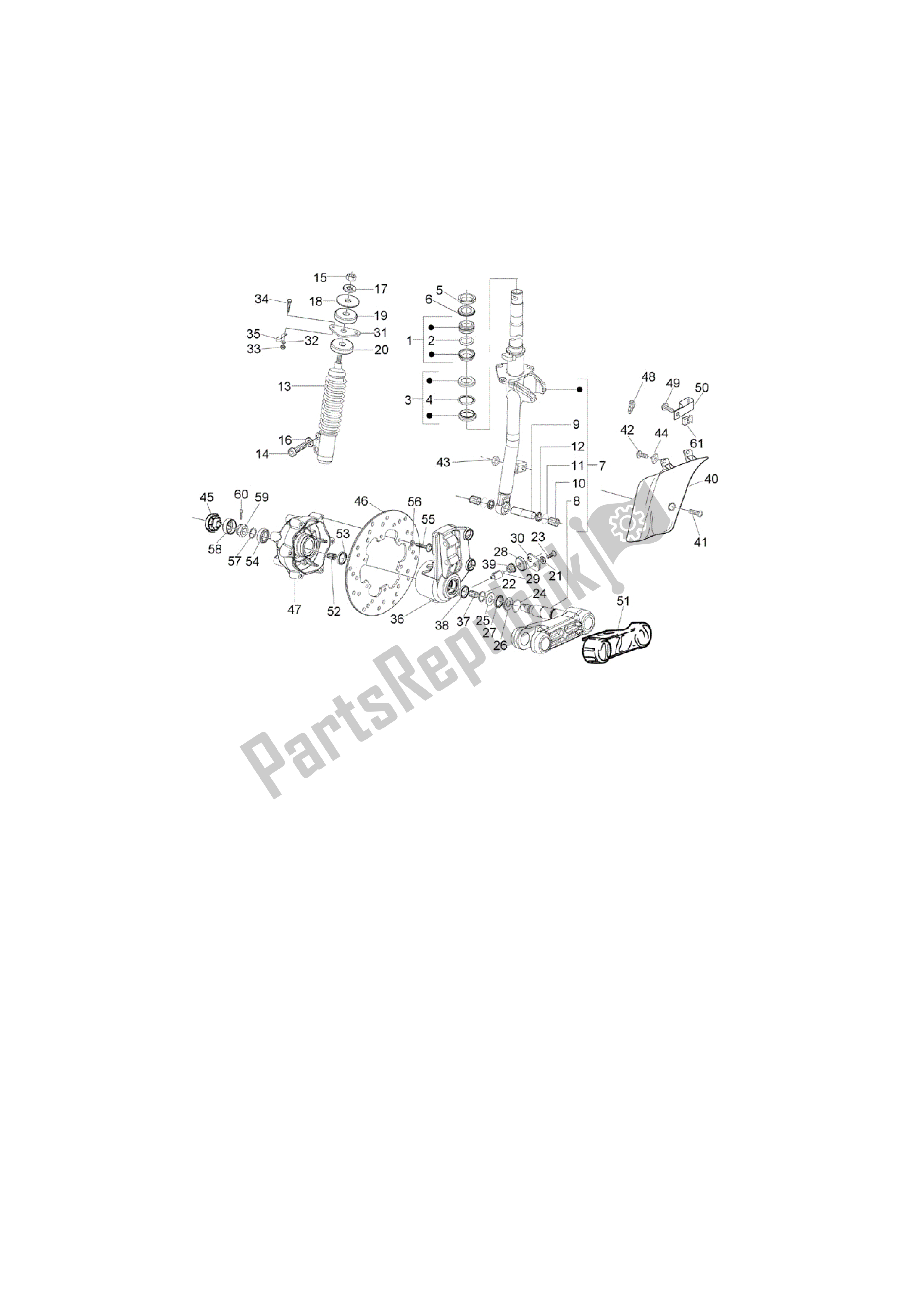 Toutes les pièces pour le Horquilla / Tubo Direccion - Conjunto Tejuelos du Vespa Granturismo 200 2005 - 2007