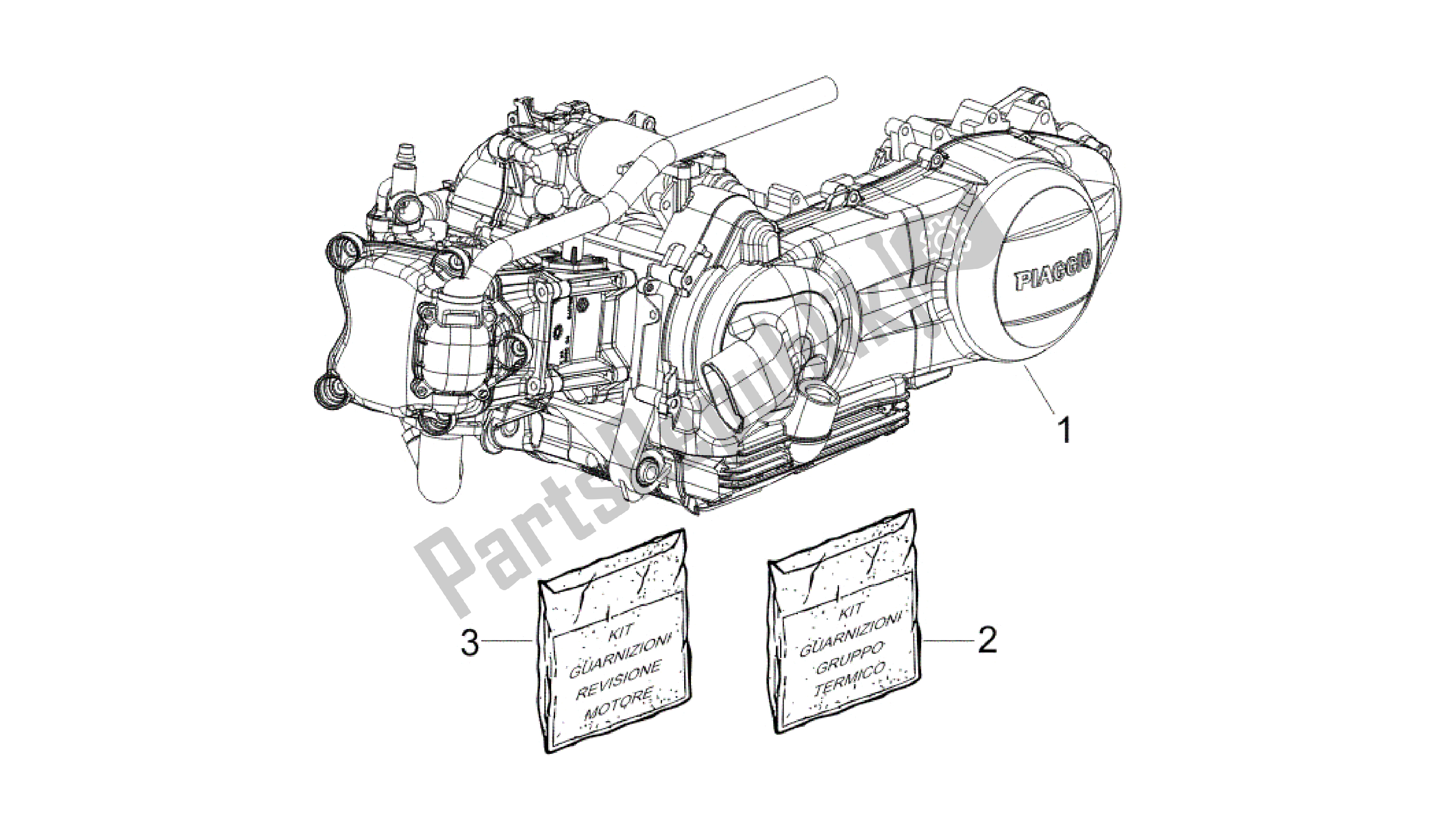 Todas las partes para Motor Completo de Vespa GTS 300 2011 - 2012