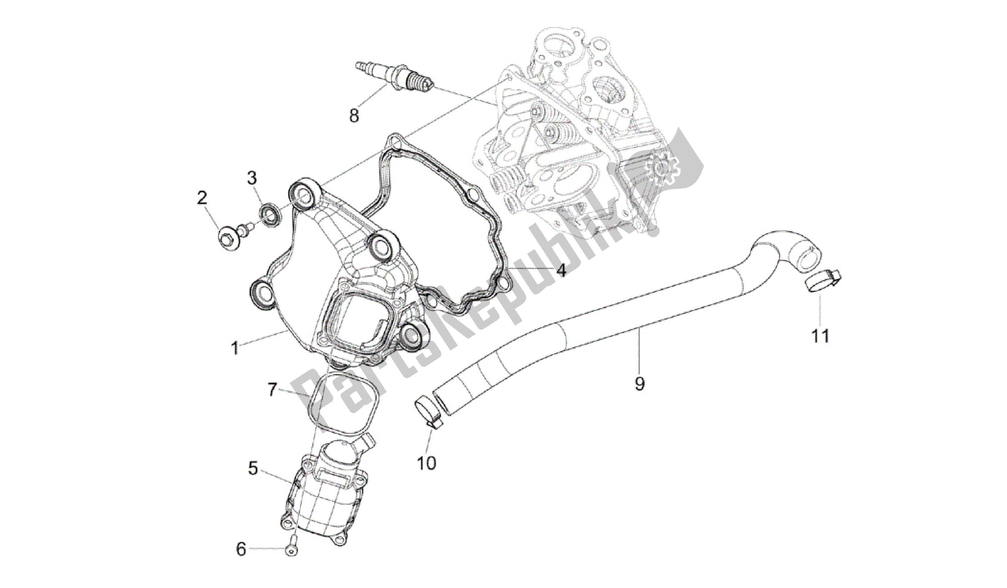 Toutes les pièces pour le Tapa Culata du Vespa GTS 300 2011 - 2012