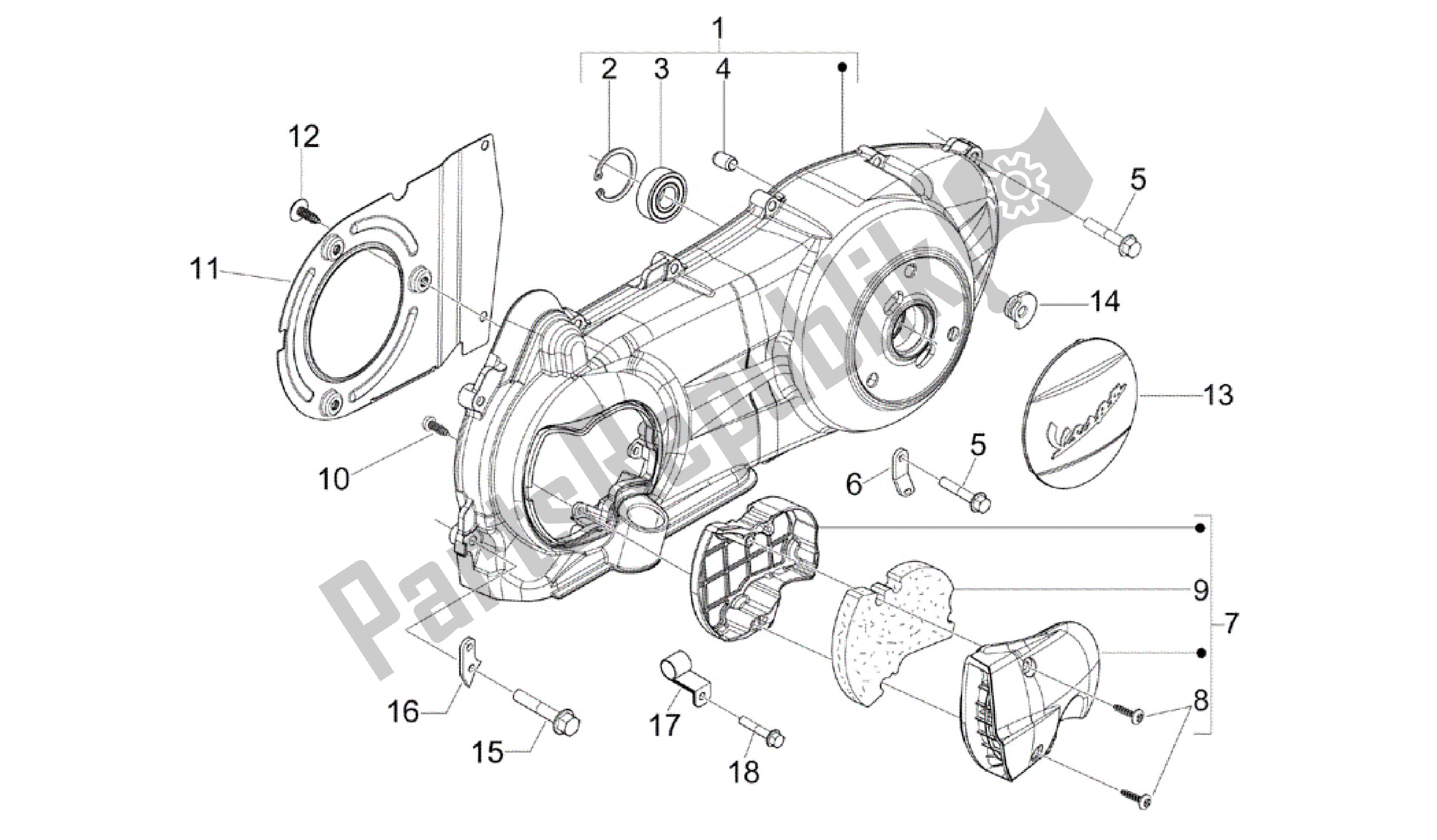 All parts for the Tapa Cárter - Refrigeracion Cárter of the Vespa GTS 300 2011 - 2012