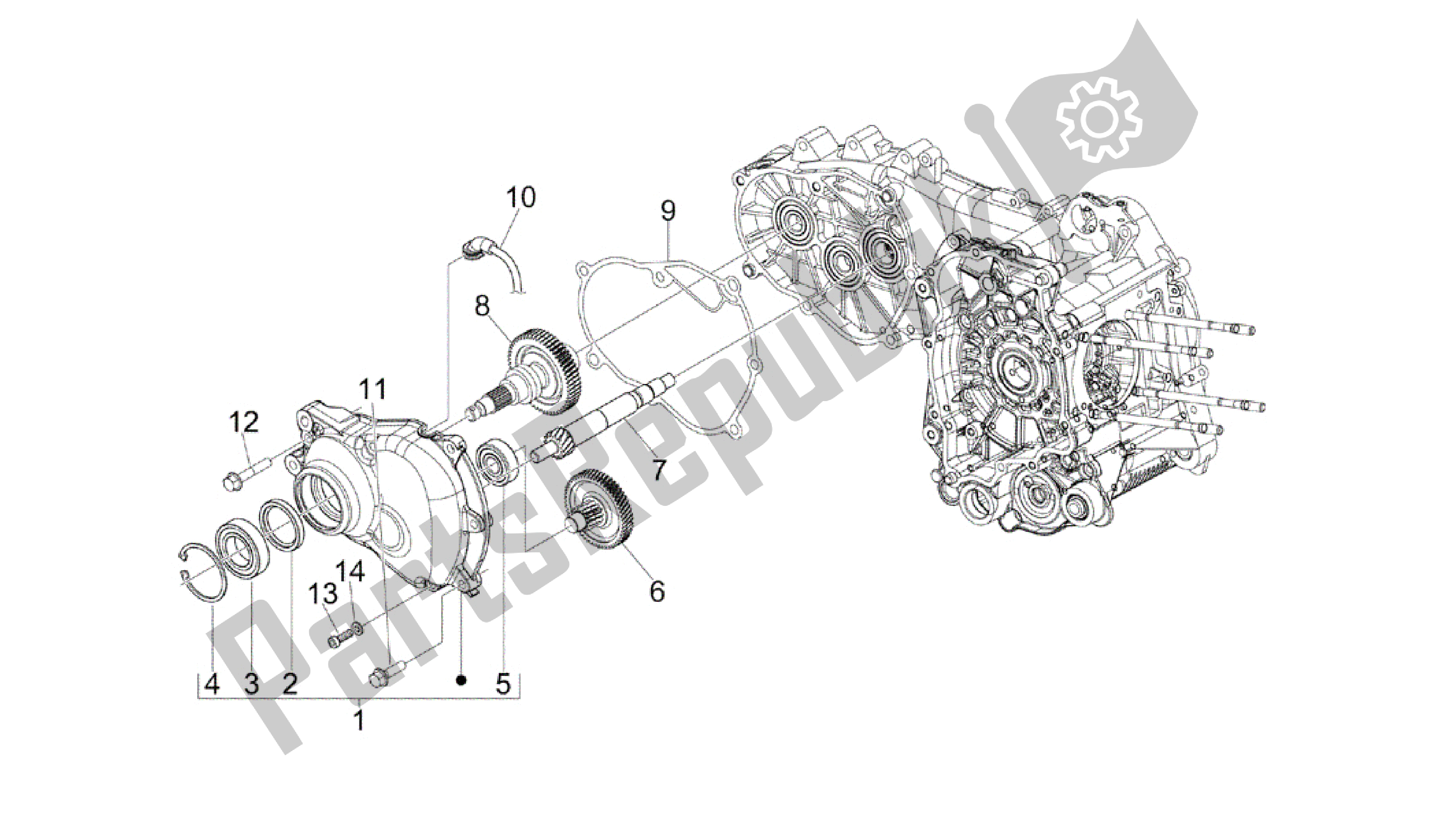 Todas as partes de Grupo Redutor do Vespa GTS 300 2011 - 2012