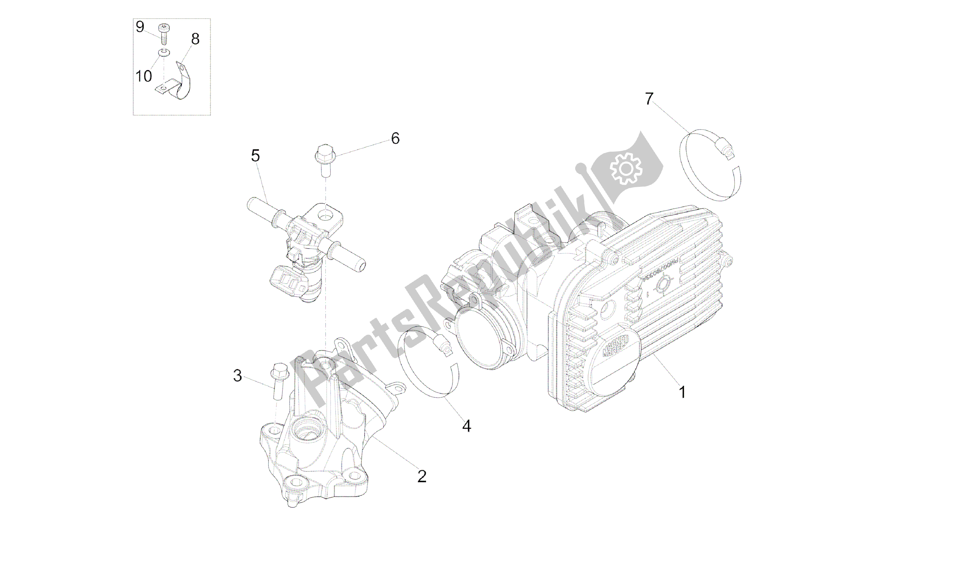 Toutes les pièces pour le Cuerpo Con Mariposa - Inyector - Racord Admisión du Vespa GTS 300 2011 - 2012