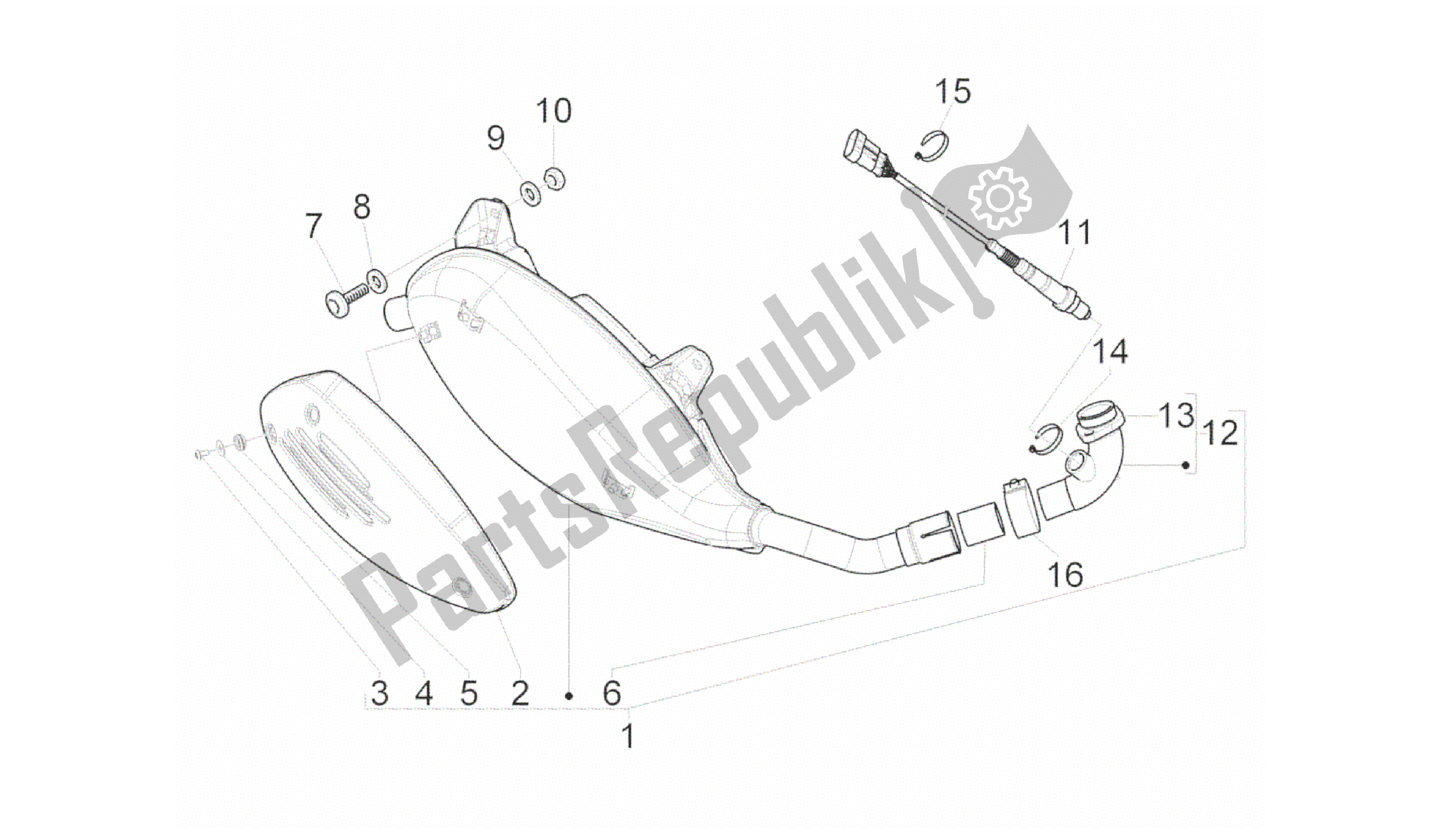 All parts for the Silenciador of the Vespa GTS 300 2011 - 2012