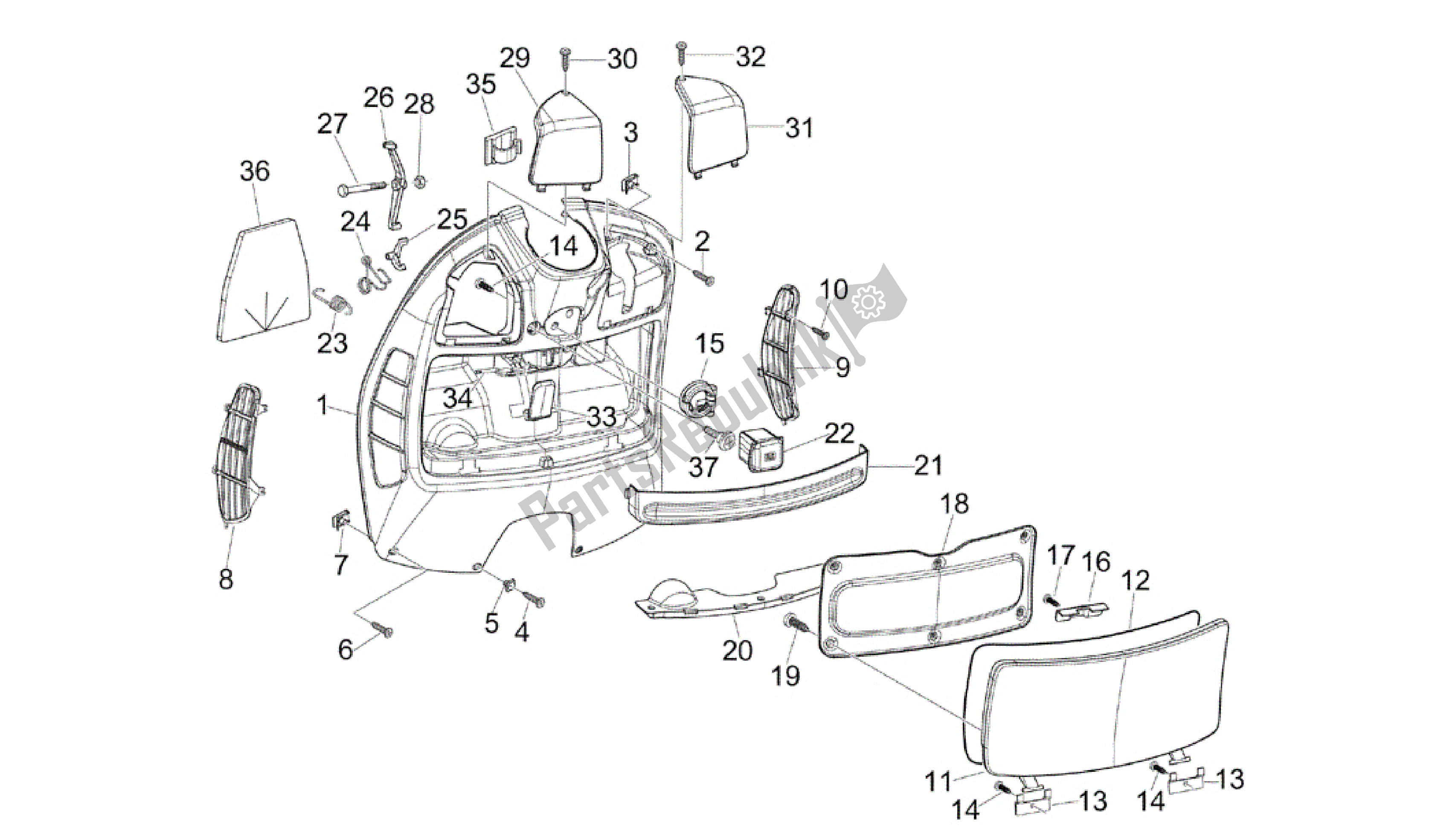 Tutte le parti per il Maletero Delantero - Contraescudo del Vespa GTS 300 2011 - 2012