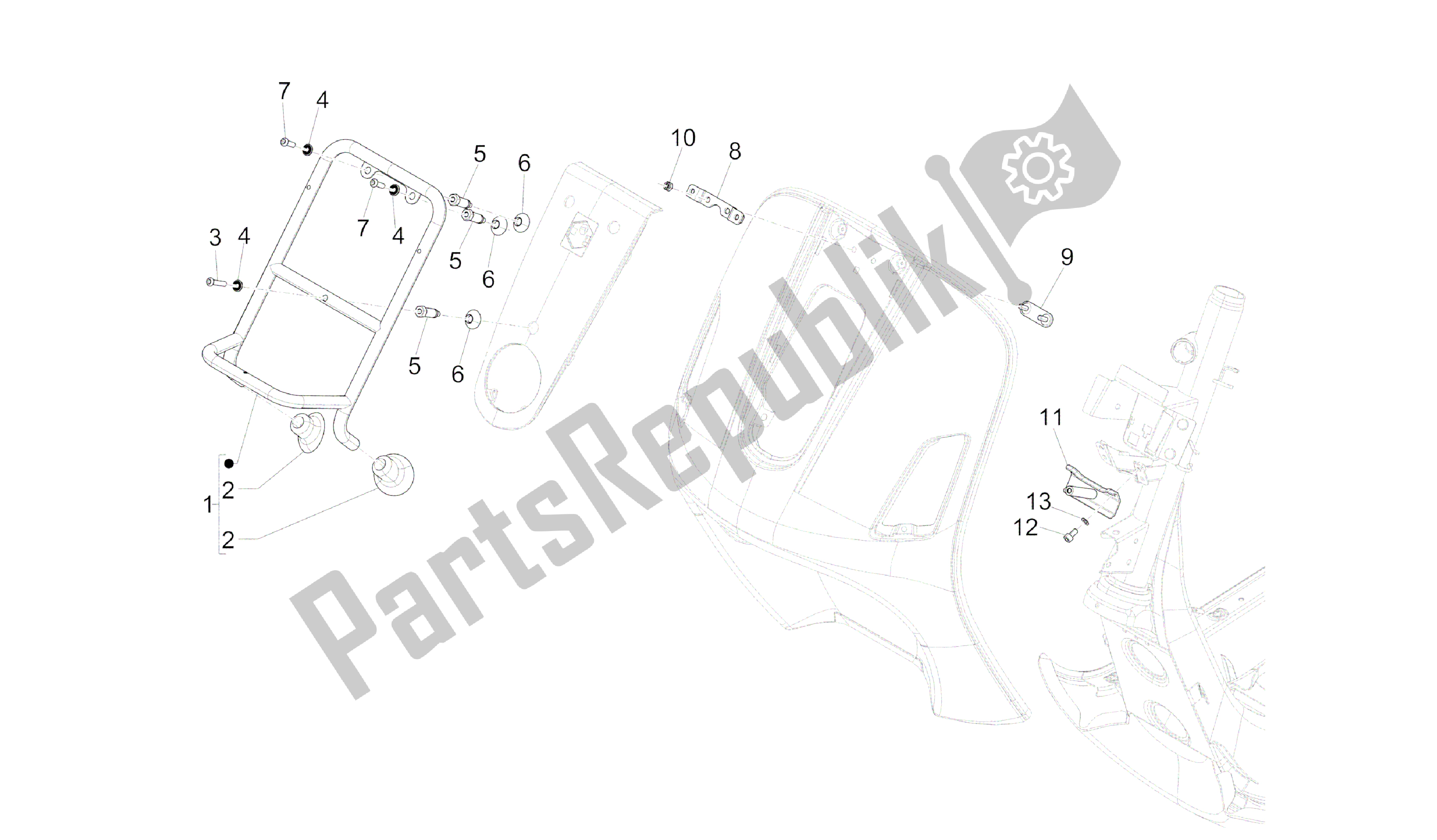 Tutte le parti per il Portaequipajes Delantero del Vespa GTS 300 2011 - 2012