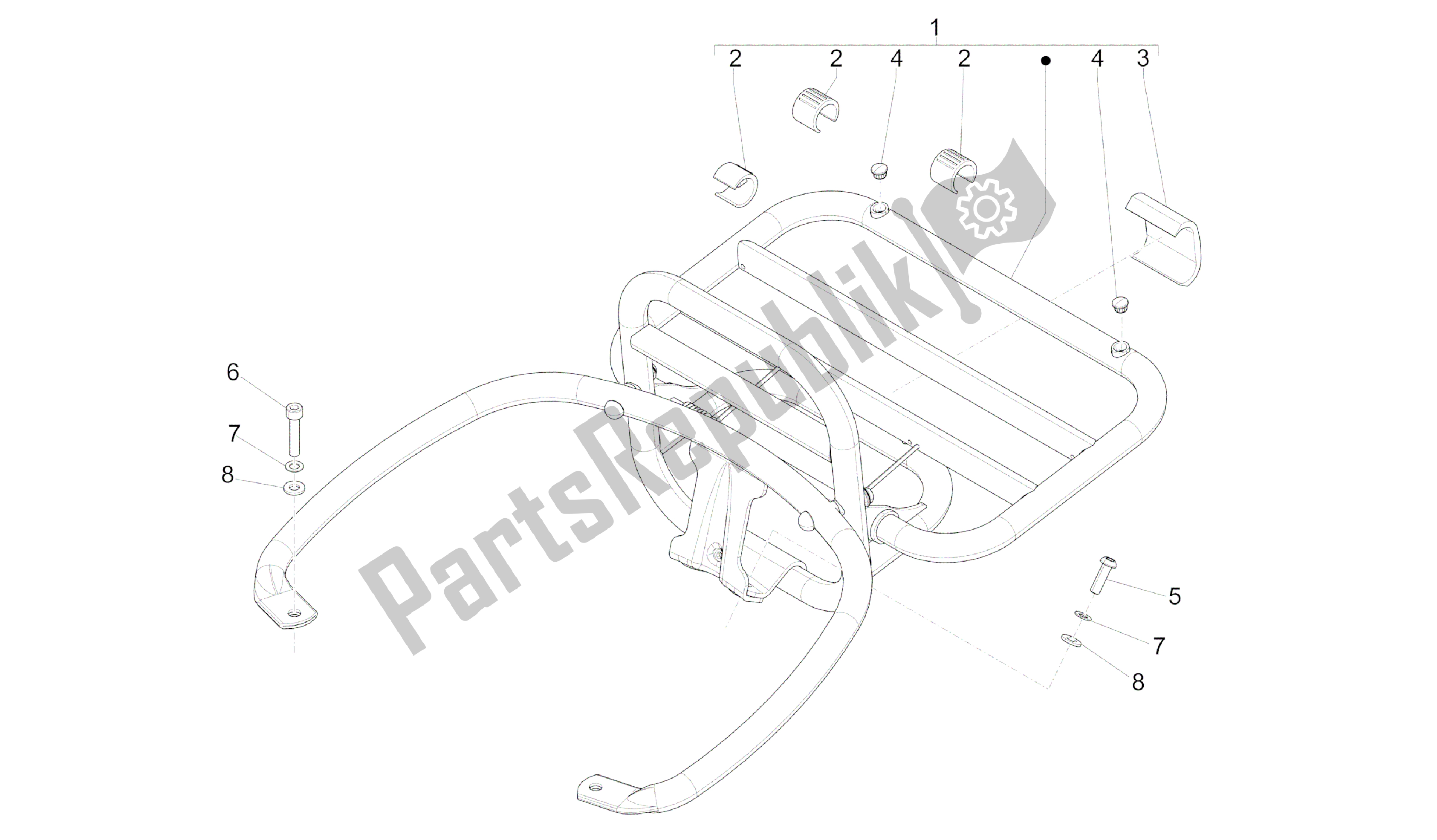 All parts for the Portaequipajes Trasero of the Vespa GTS 300 2011 - 2012