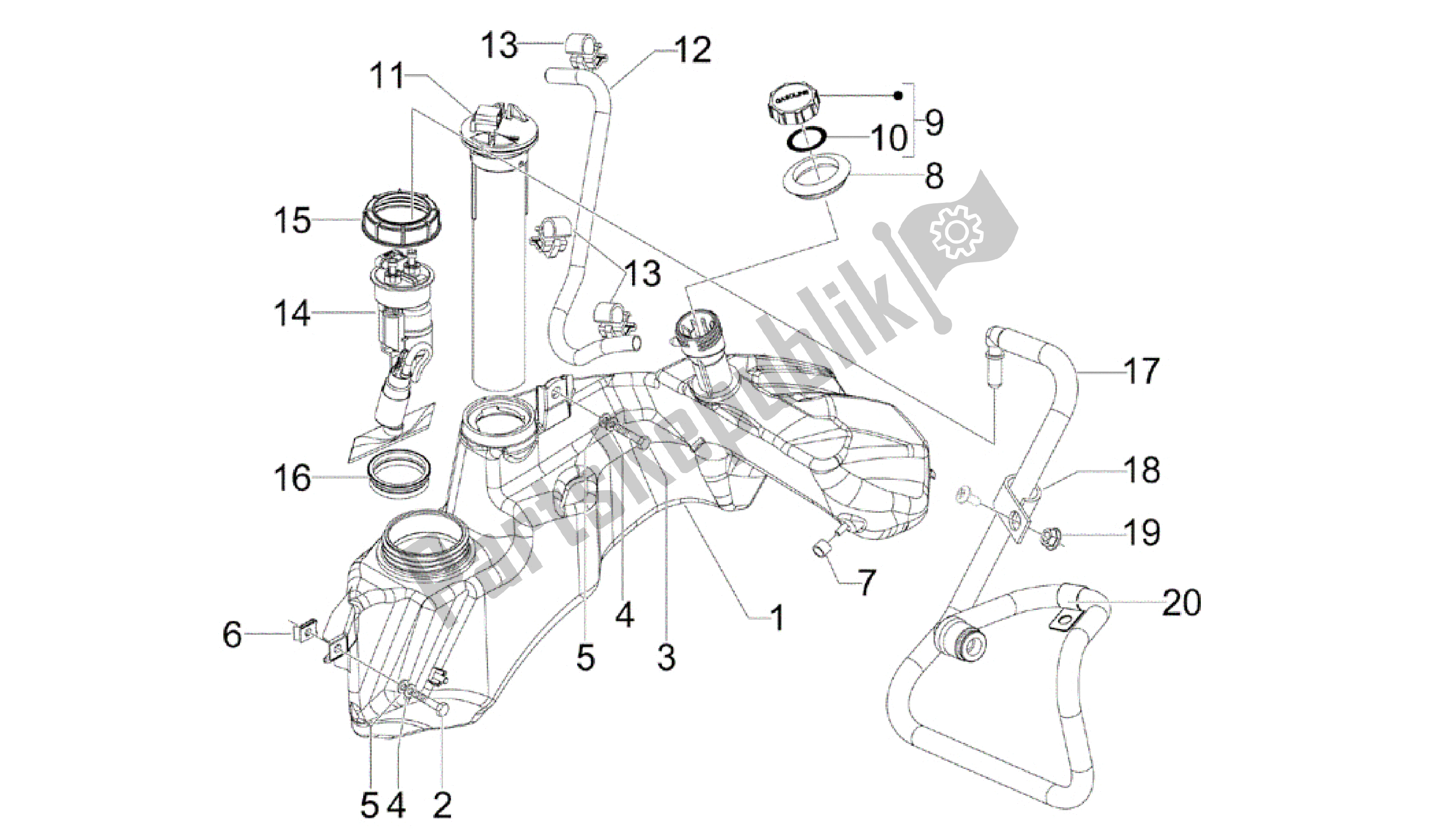 Toutes les pièces pour le Depósito Carburante du Vespa GTS 300 2011 - 2012