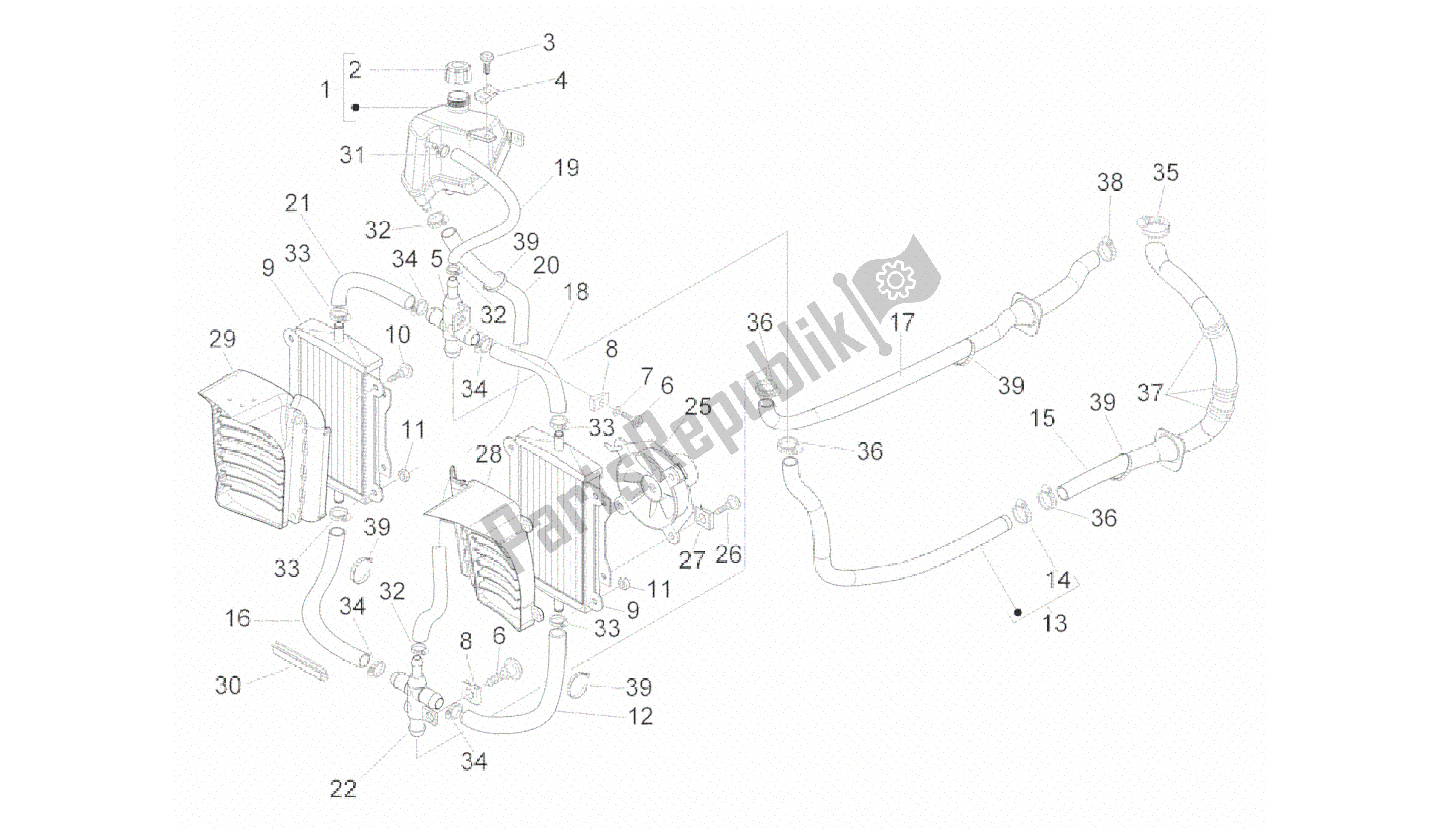 Todas las partes para Instalación De Refrigeracion de Vespa GTS 300 2011 - 2012