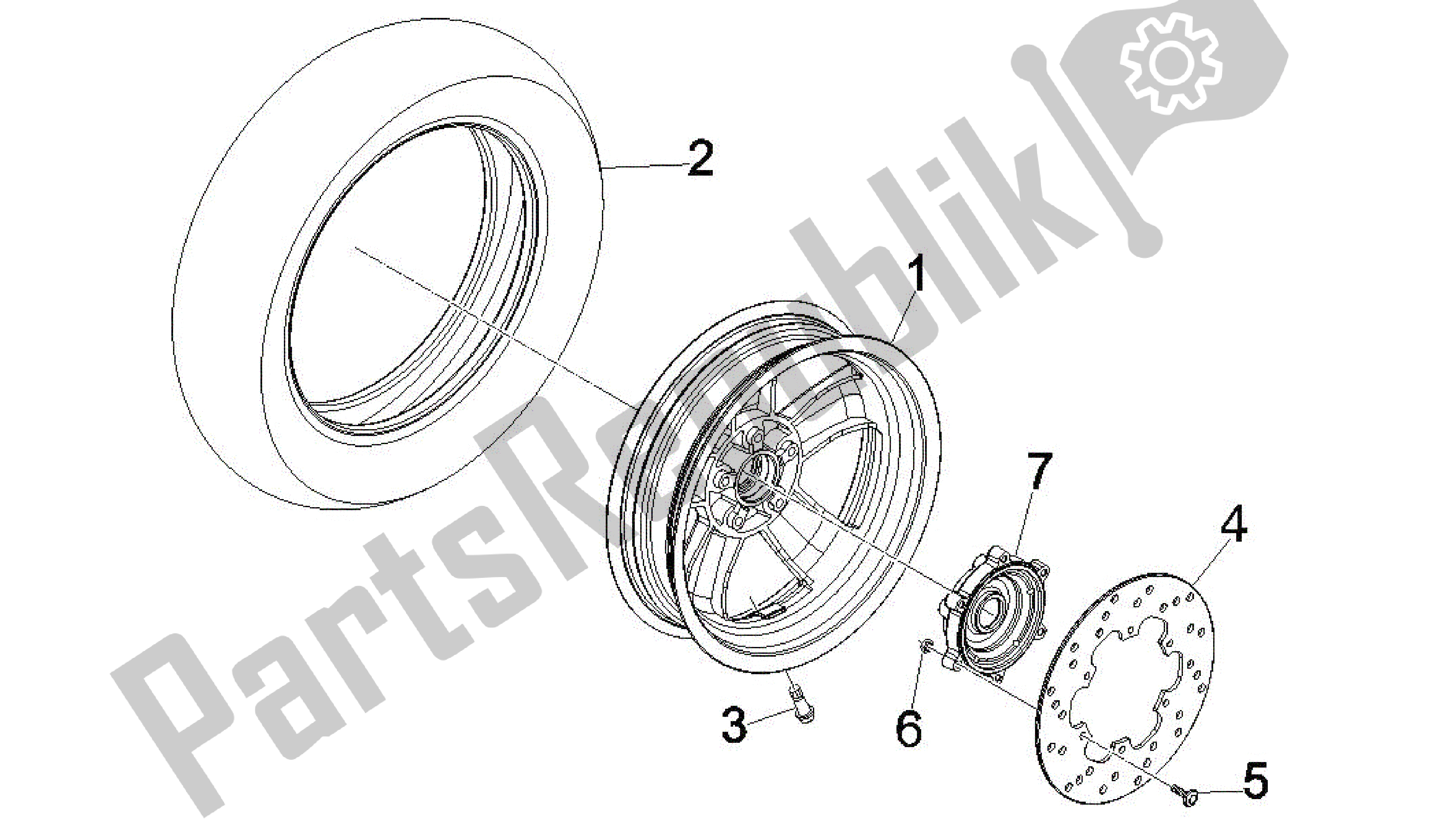 Todas las partes para Rueda Trasera de Vespa GTS 300 2011 - 2012