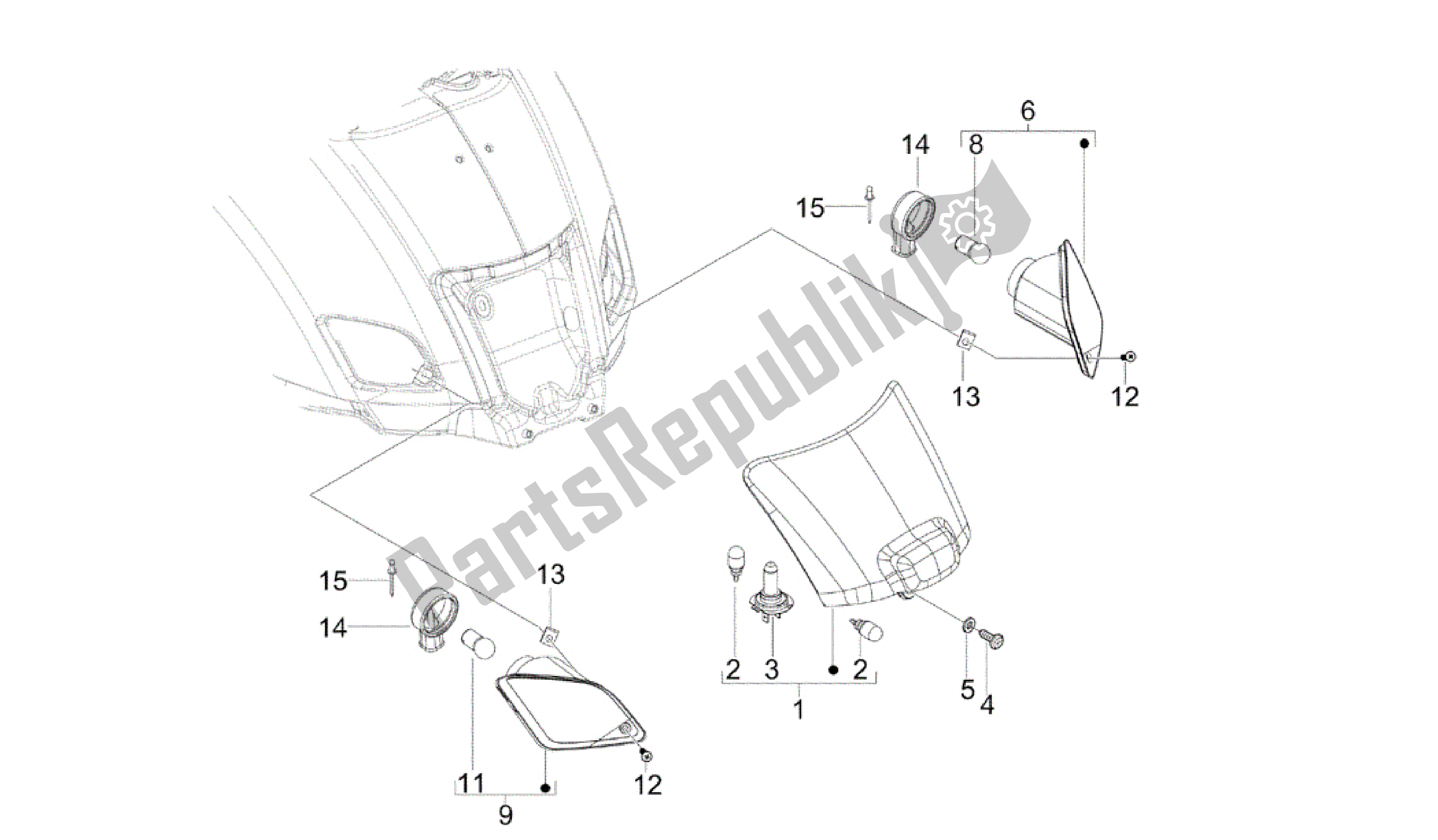 Toutes les pièces pour le Faros Traseros - Indicadores De Dirección du Vespa GTS 300 2011 - 2012