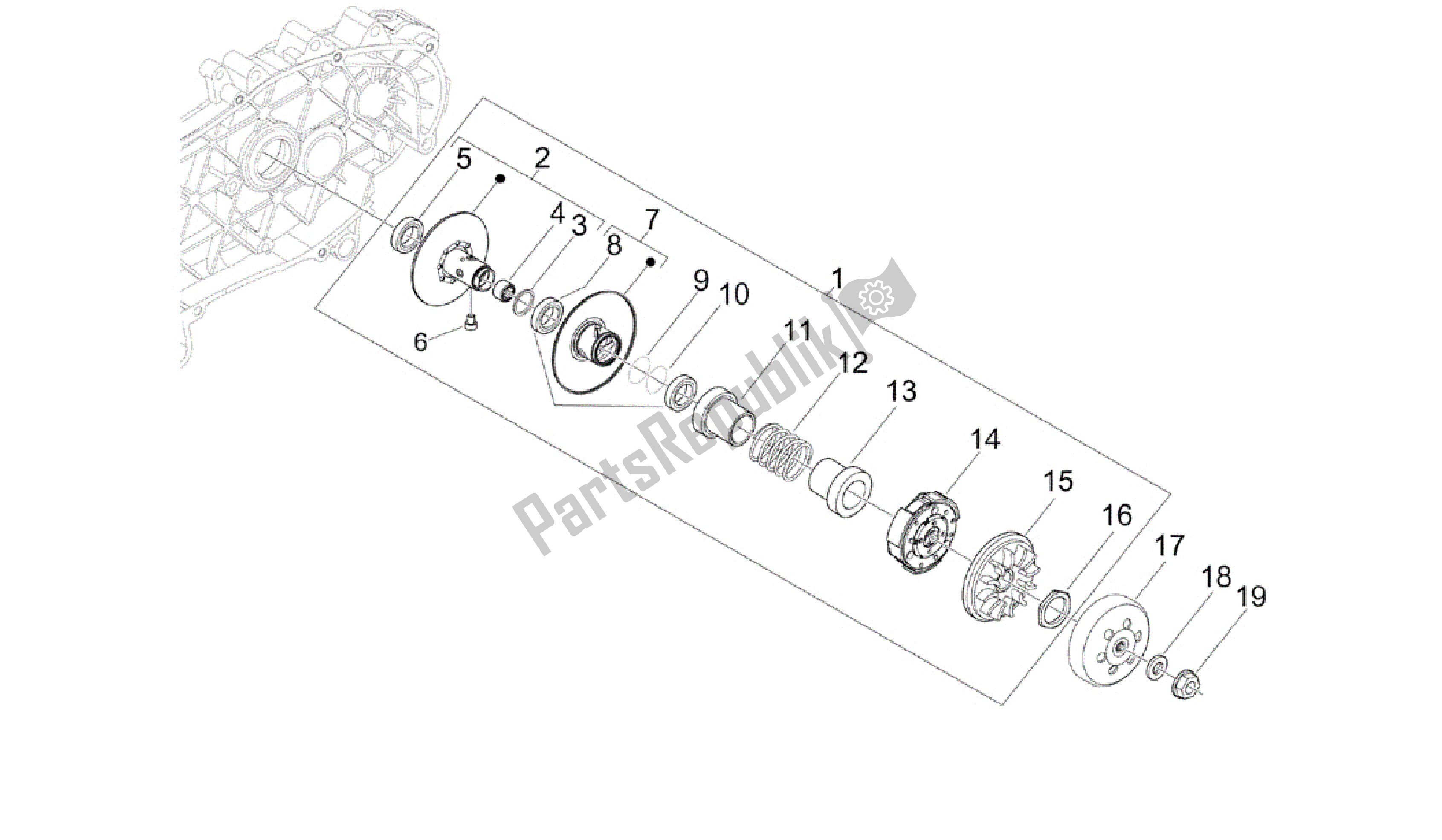 Todas las partes para Polea Conducida de Vespa GTS 300 2008 - 2014