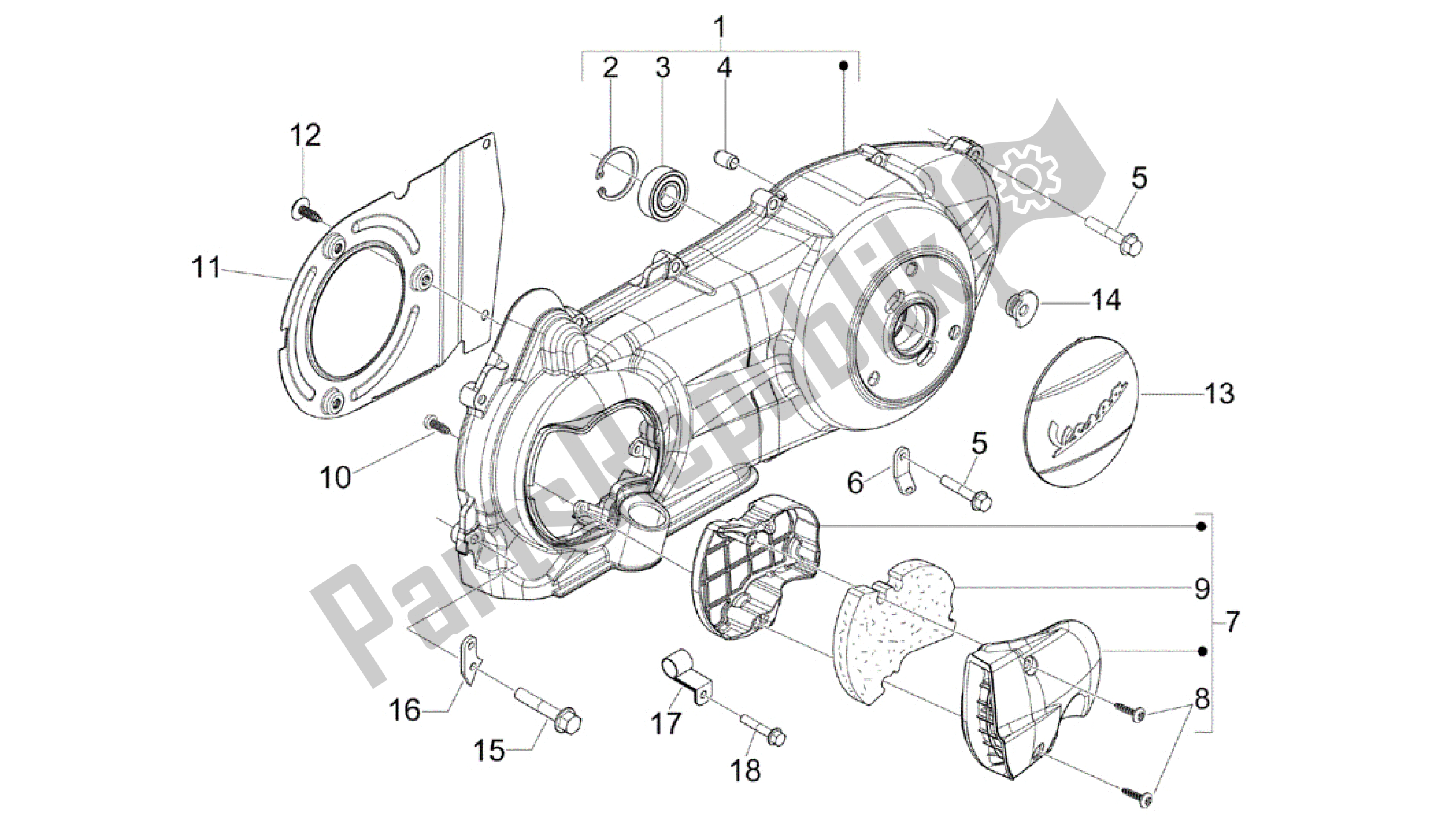 Todas las partes para Tapa Cárter - Refrigeracion Cárter de Vespa GTS 300 2008 - 2014