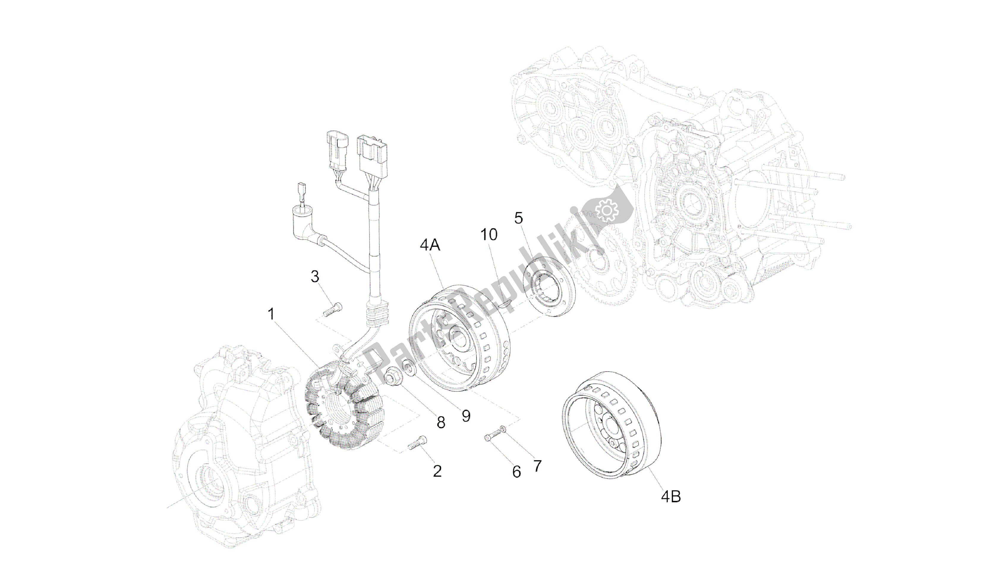 Todas las partes para Volante Magnetico de Vespa GTS 300 2008 - 2014