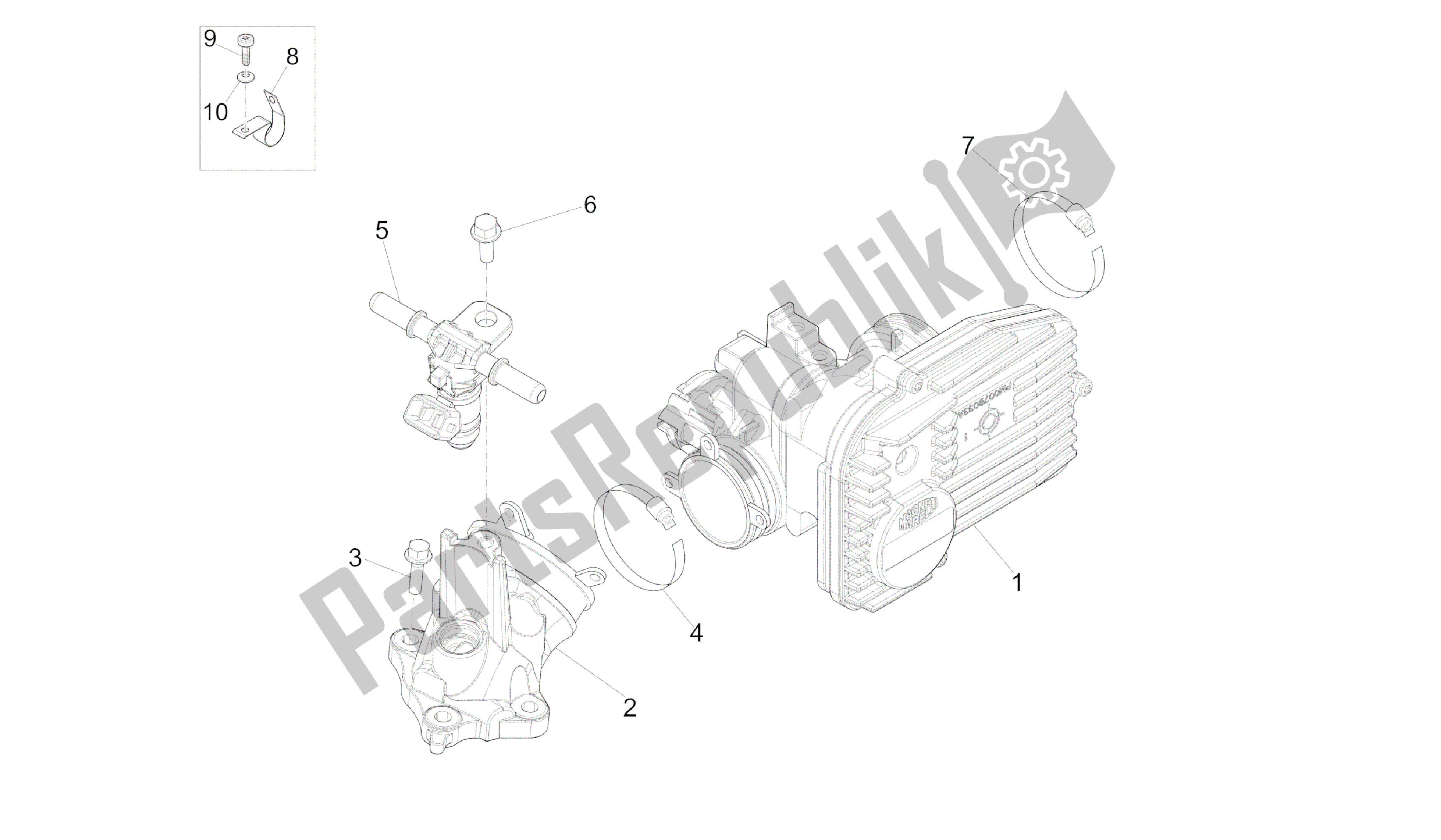 Todas las partes para Cuerpo Con Mariposa - Inyector - Racord Admisión de Vespa GTS 300 2008 - 2014