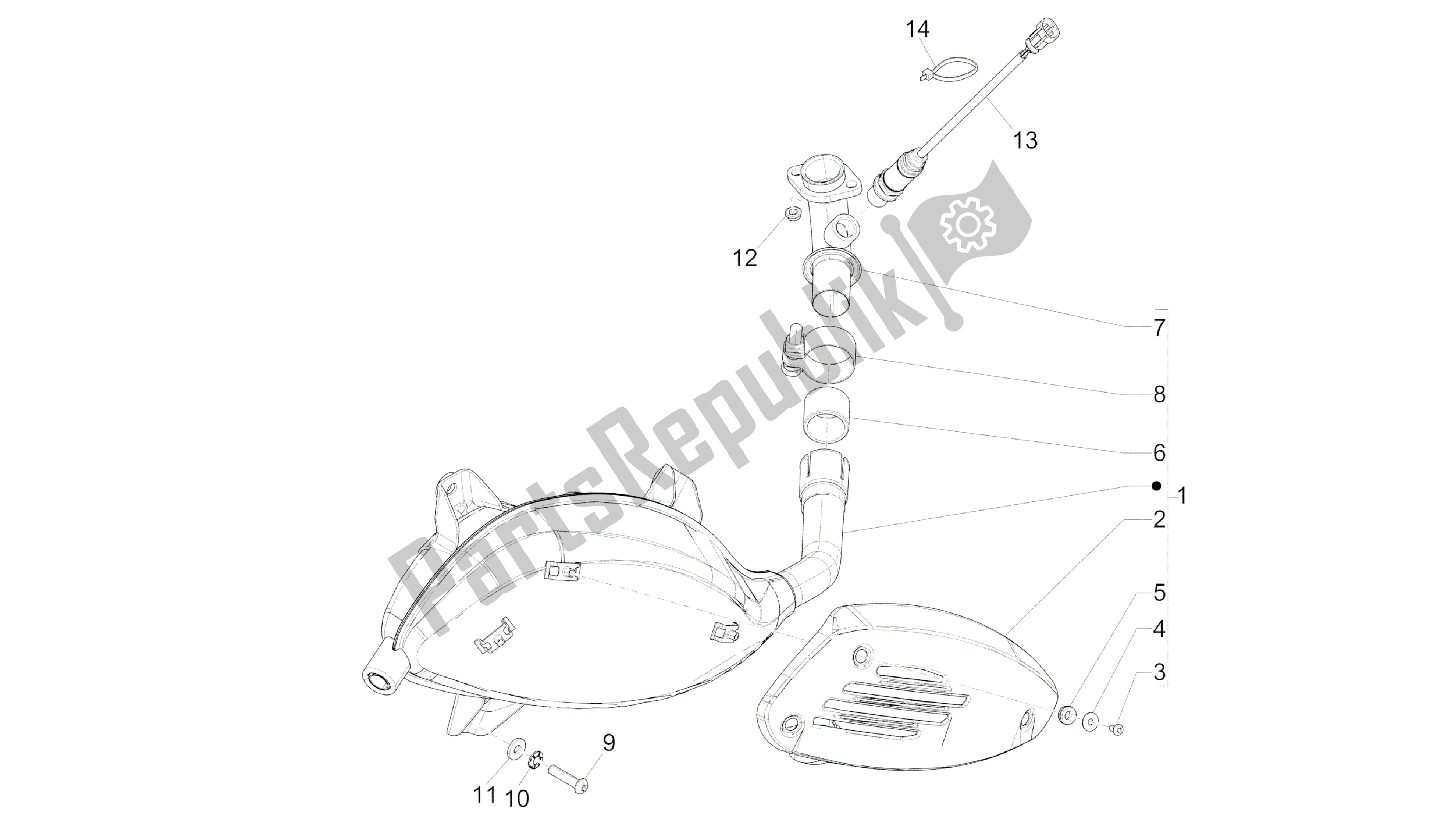 Toutes les pièces pour le Silenciador du Vespa GTS 300 2008 - 2014