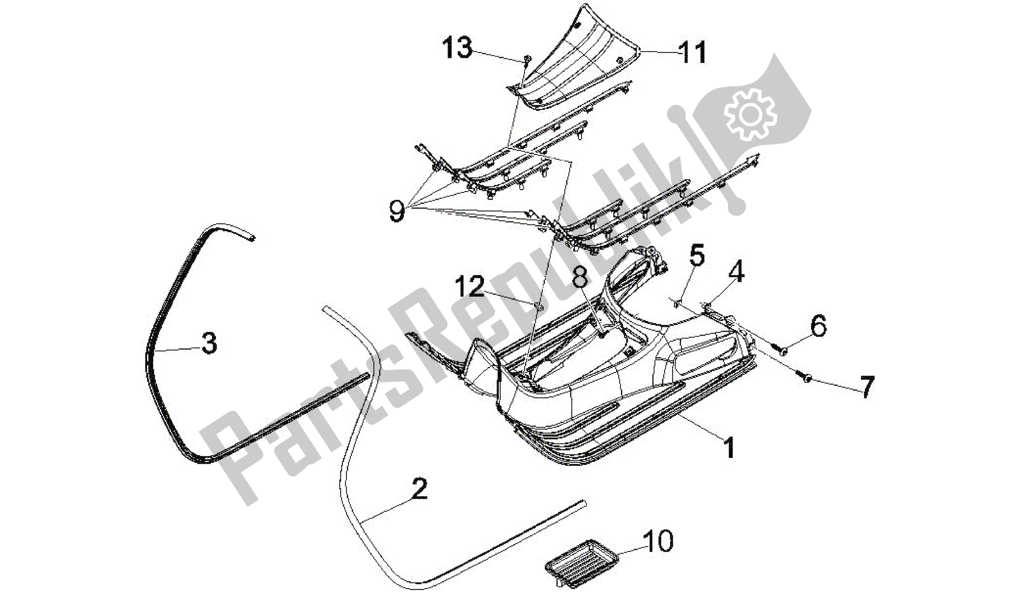 Todas las partes para Cubierta Central - Estribos de Vespa GTS 300 2008 - 2014