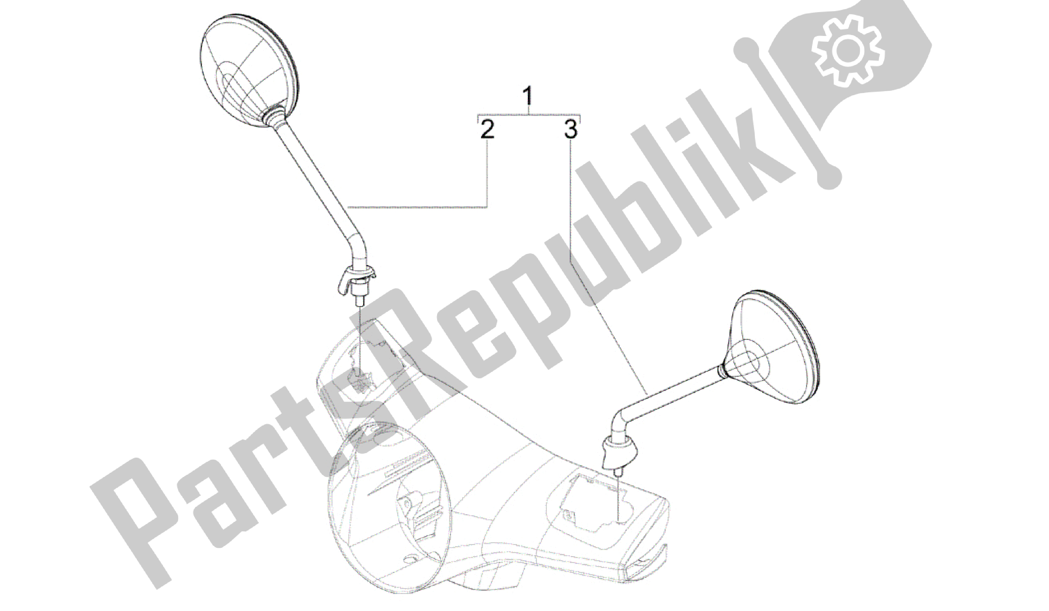 Tutte le parti per il Retrovisor / Es del Vespa GTS 300 2008 - 2014