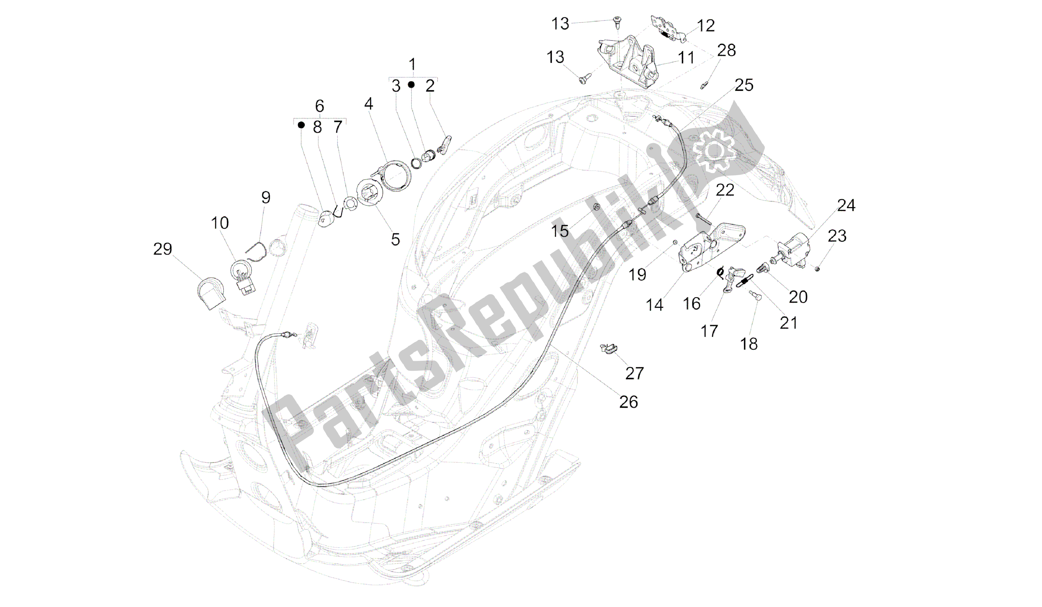 Tutte le parti per il Cerraduras del Vespa GTS 300 2008 - 2014