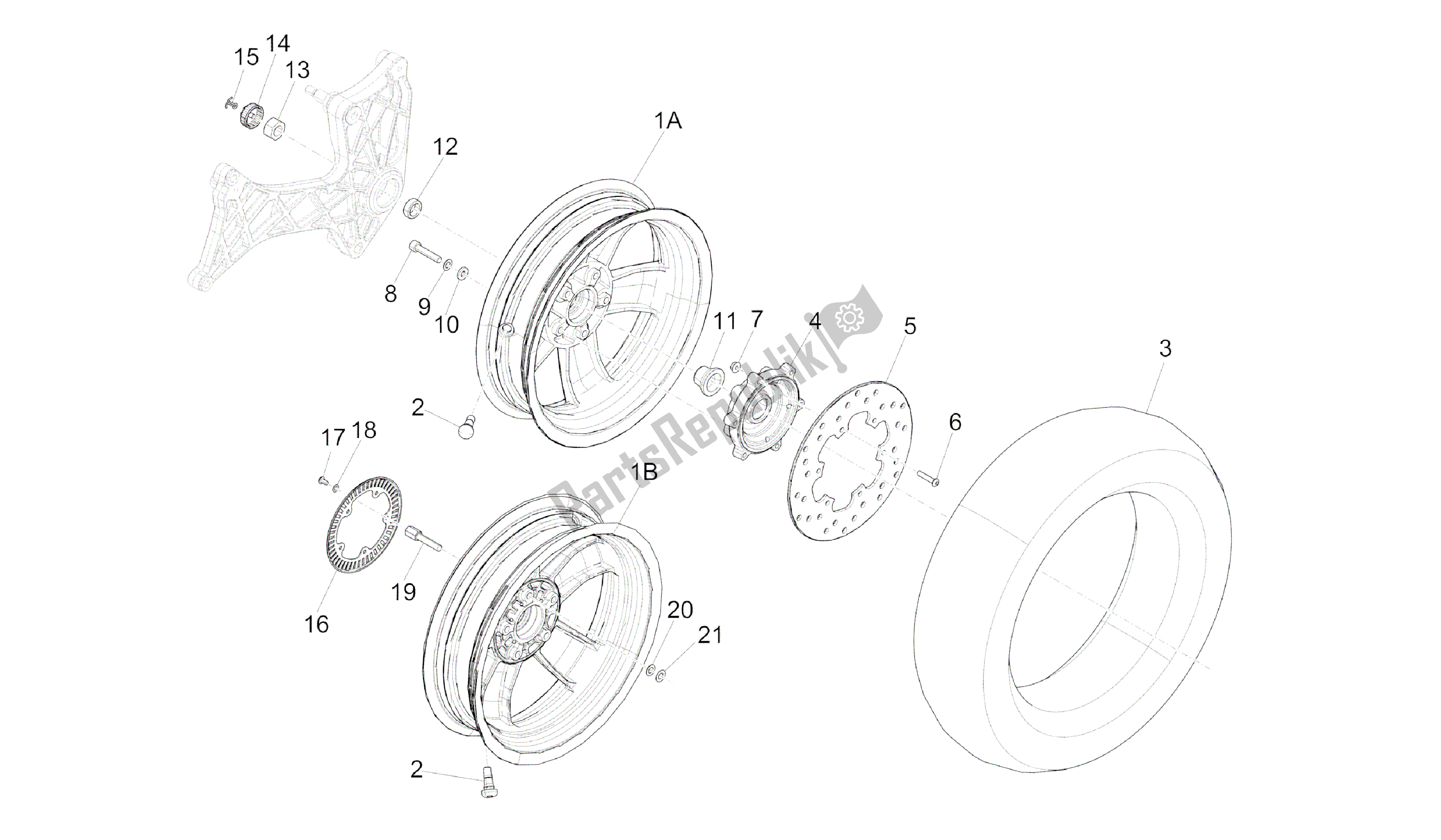 Tutte le parti per il Rueda Trasera del Vespa GTS 300 2008 - 2014