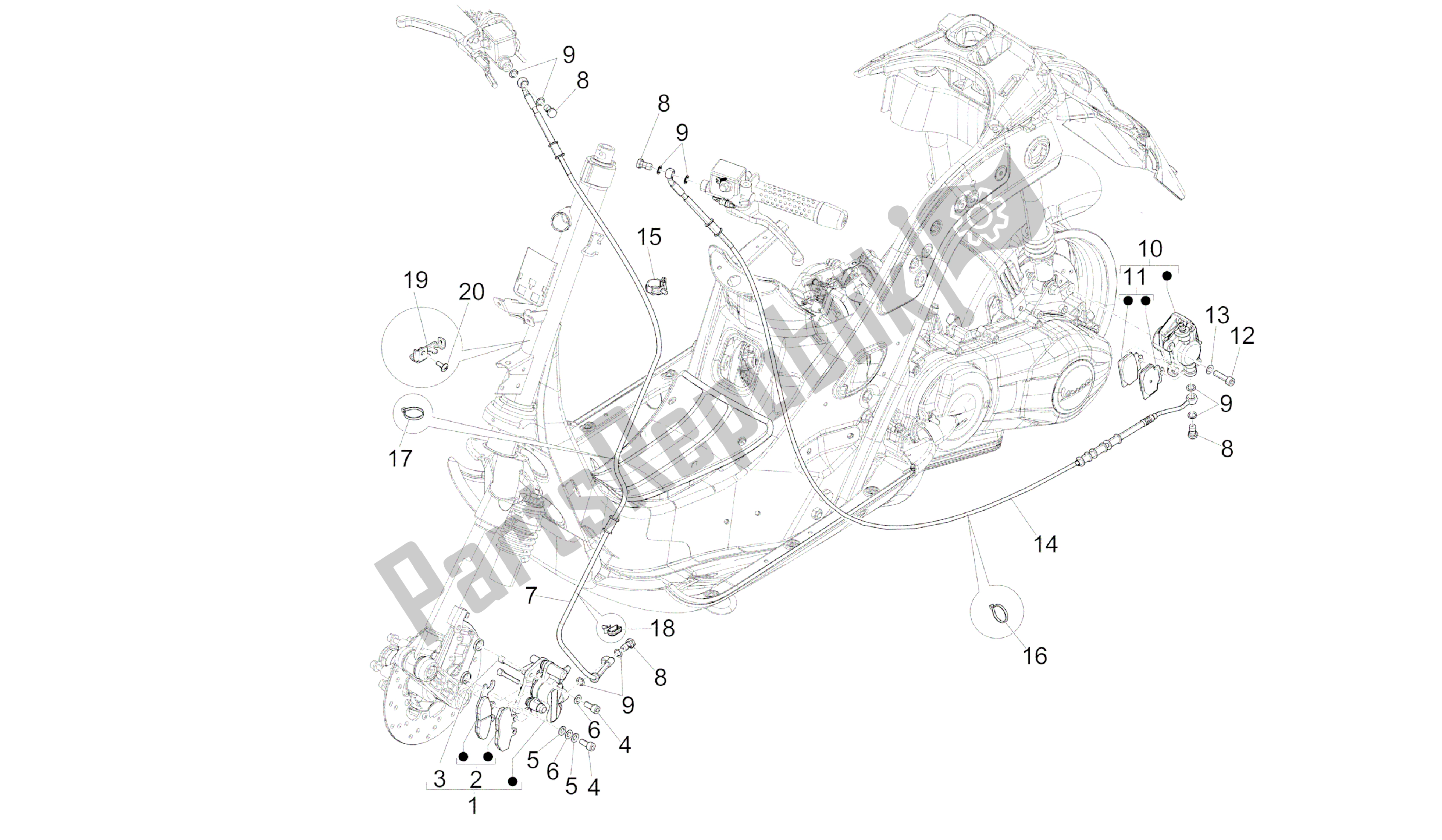 Todas las partes para Tuberìas Frenos - Pinzas Del Freno de Vespa GTS 300 2008 - 2014