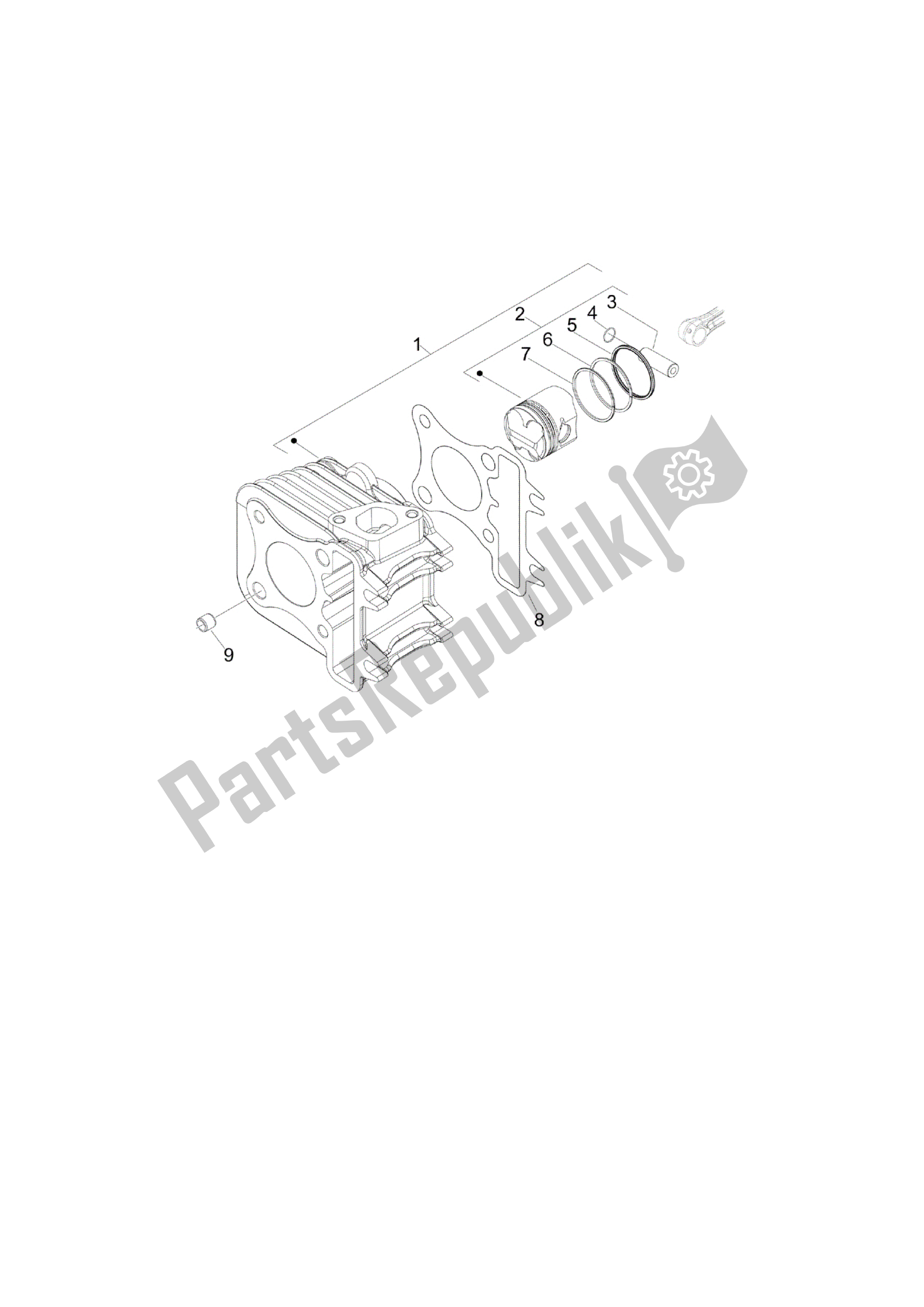 Todas las partes para Grupo Cilindro-pistón-eje de Vespa Primavera 50 2013 - 2014
