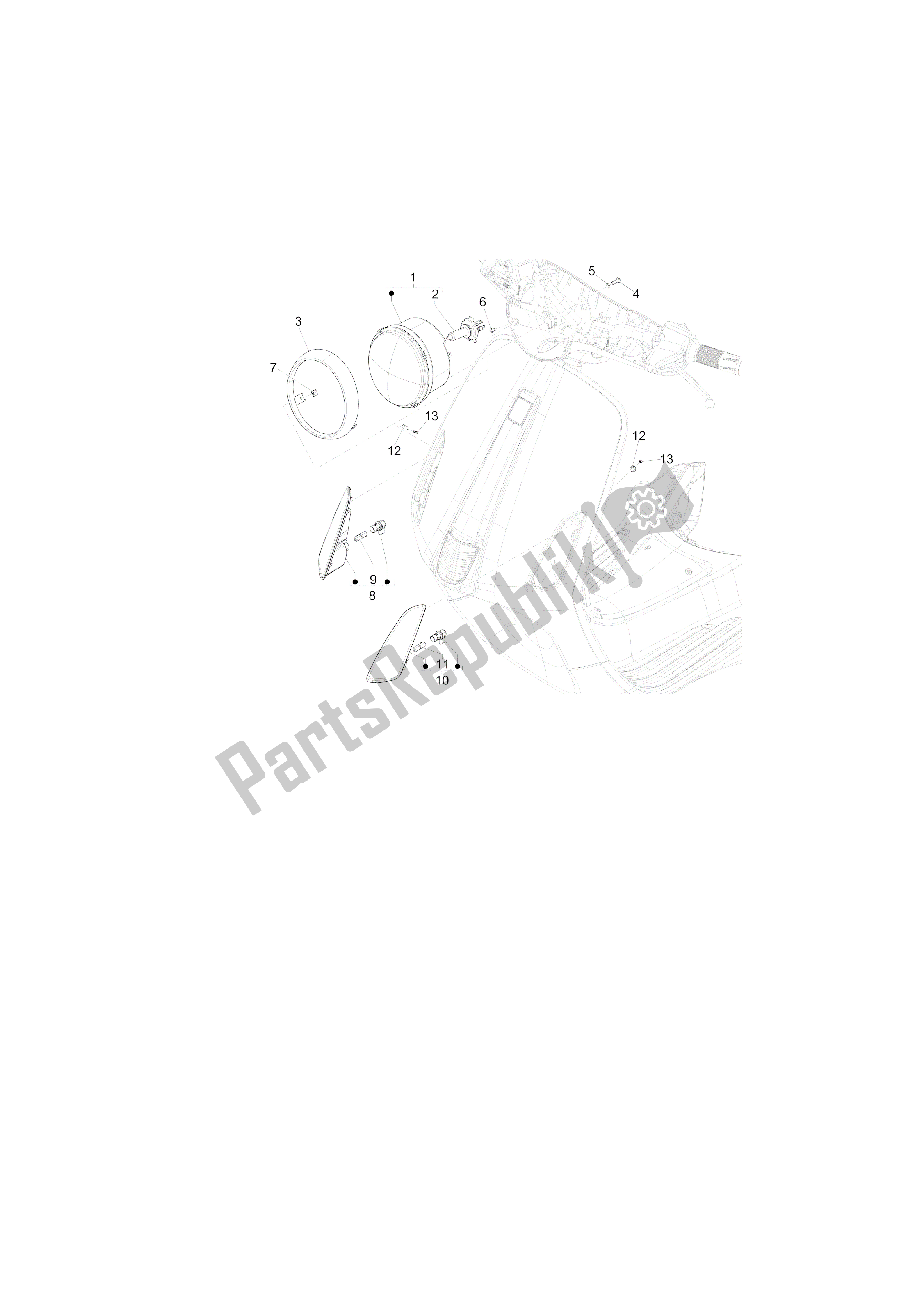 All parts for the Faros Delanteros - Indicadores De Dirección of the Vespa Primavera 50 2013 - 2014