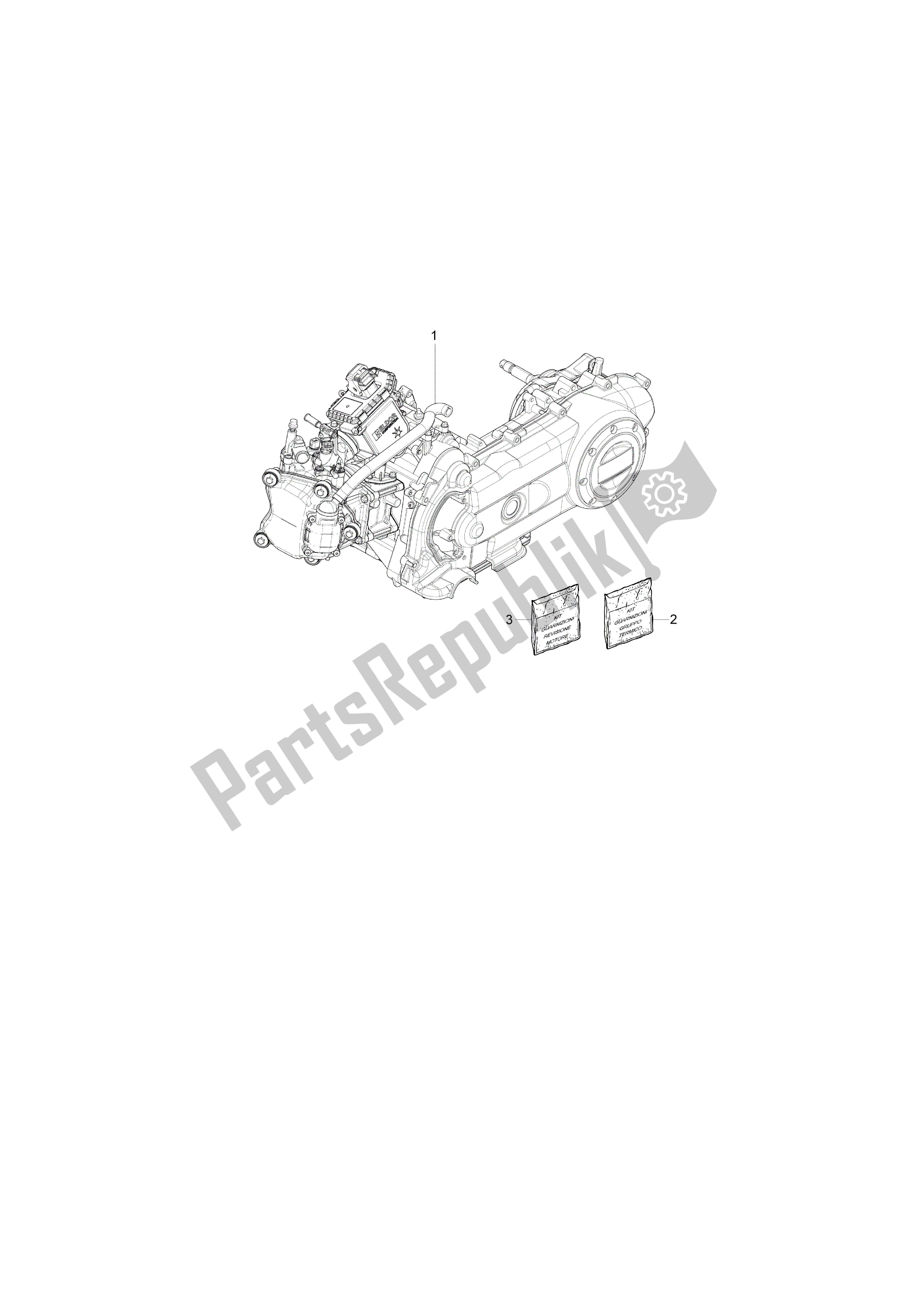 All parts for the Motor Completo of the Vespa Primavera 50 2013 - 2014