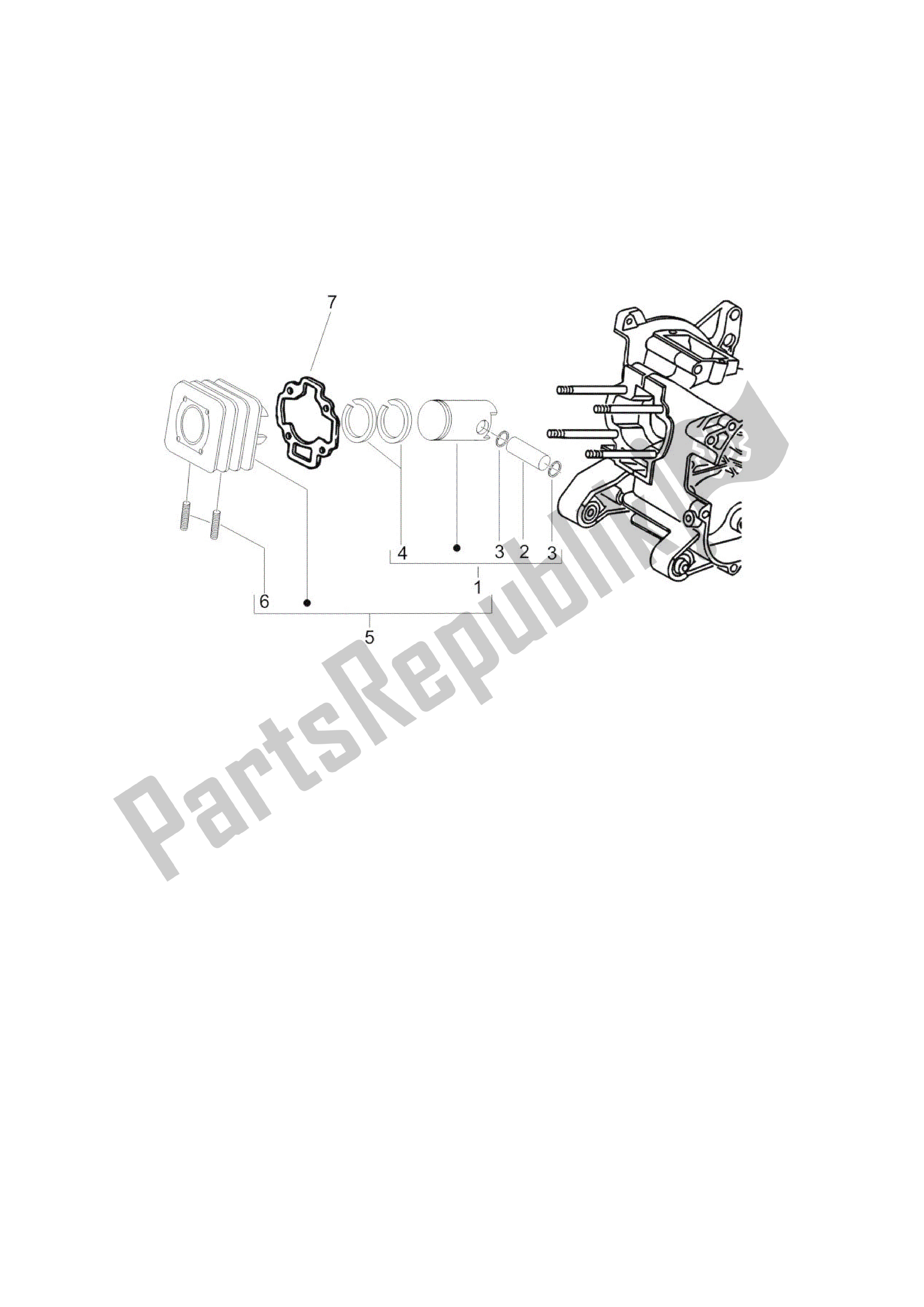 Todas las partes para Grupo Cilindro-pistón-eje de Vespa S 50 2007 - 2012