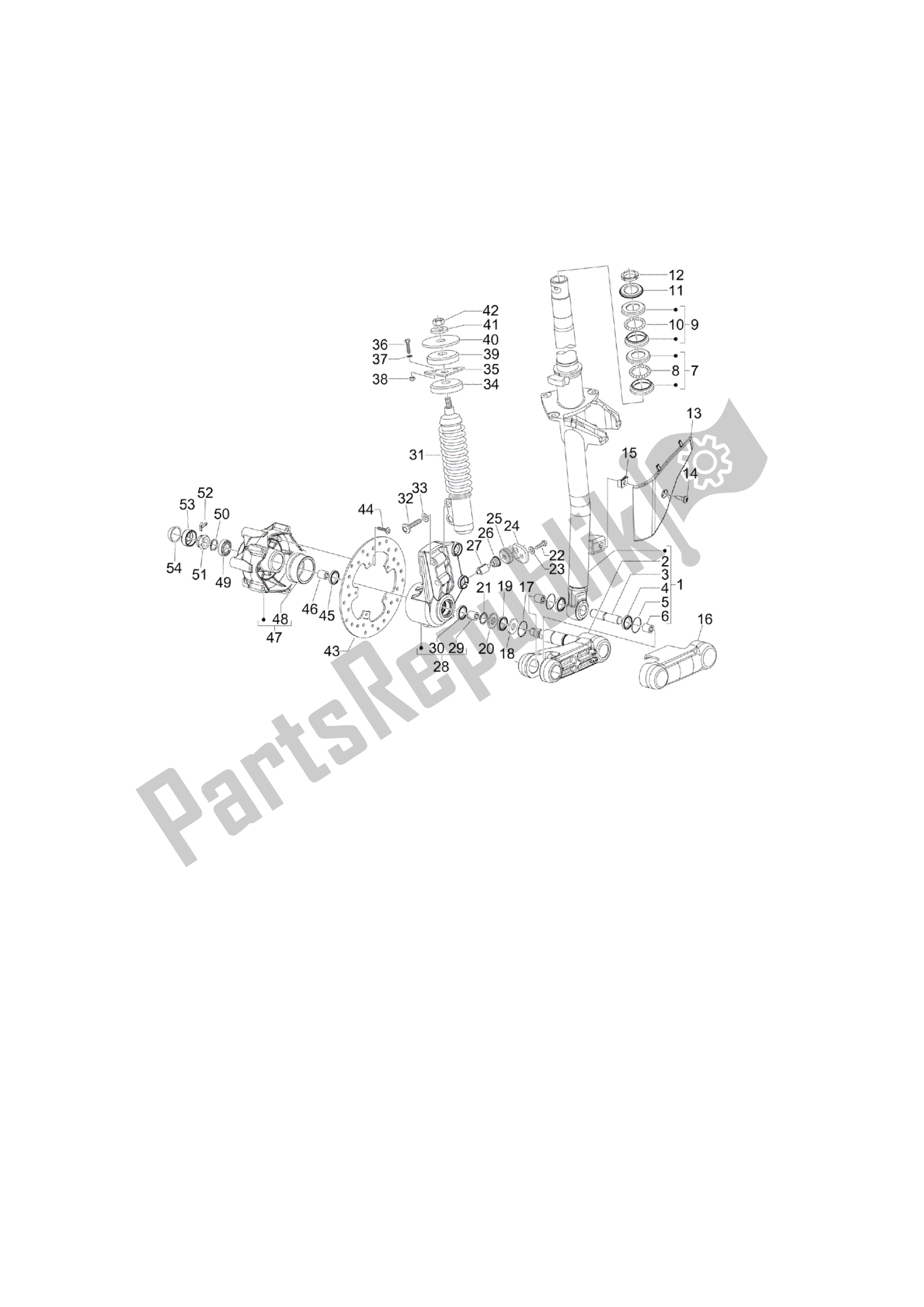 Tutte le parti per il Horquilla / Tubo Direccion - Conjunto Tejuelos del Vespa S 50 2007 - 2012