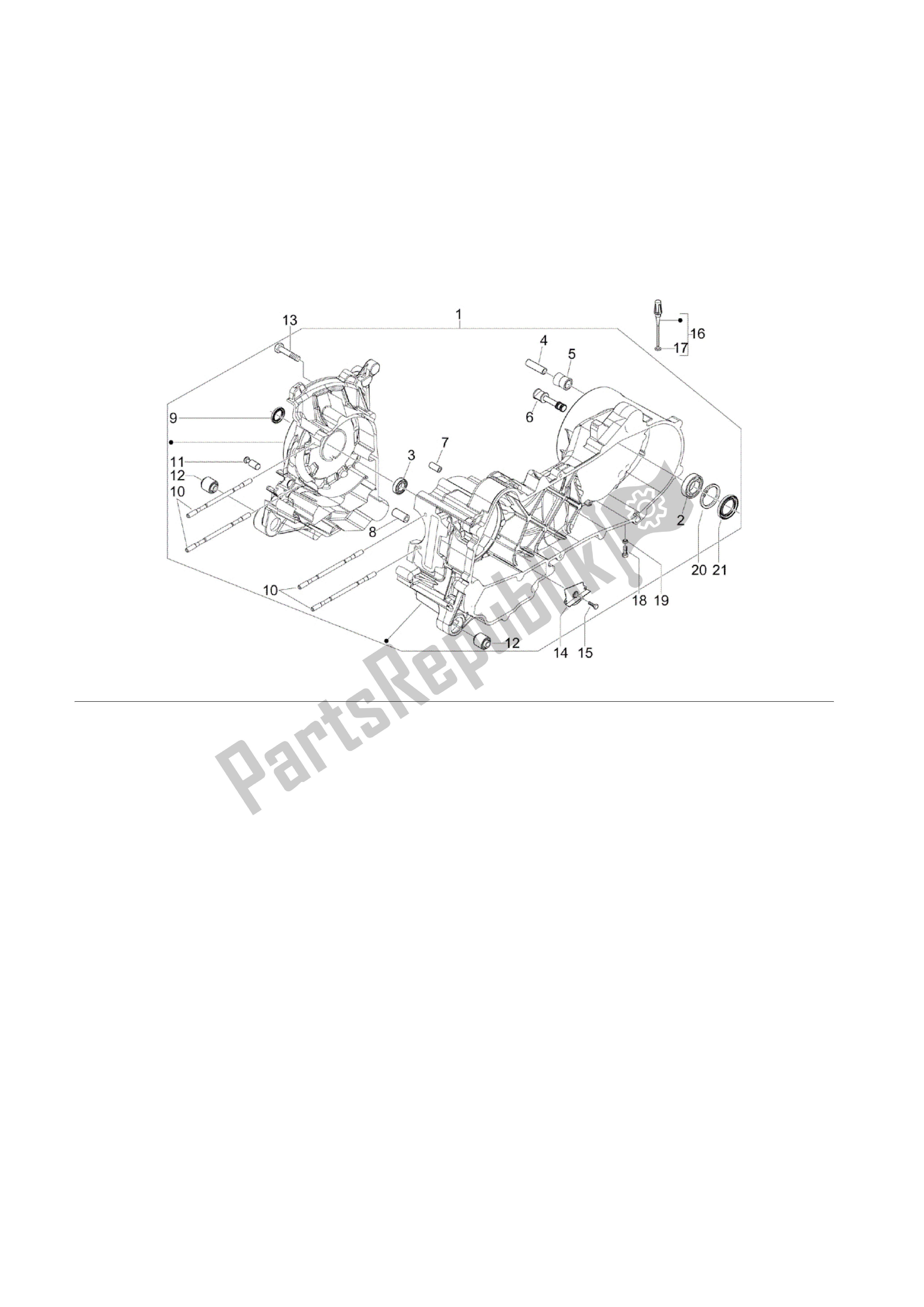 All parts for the Cárter of the Vespa S 50 2008 - 2012