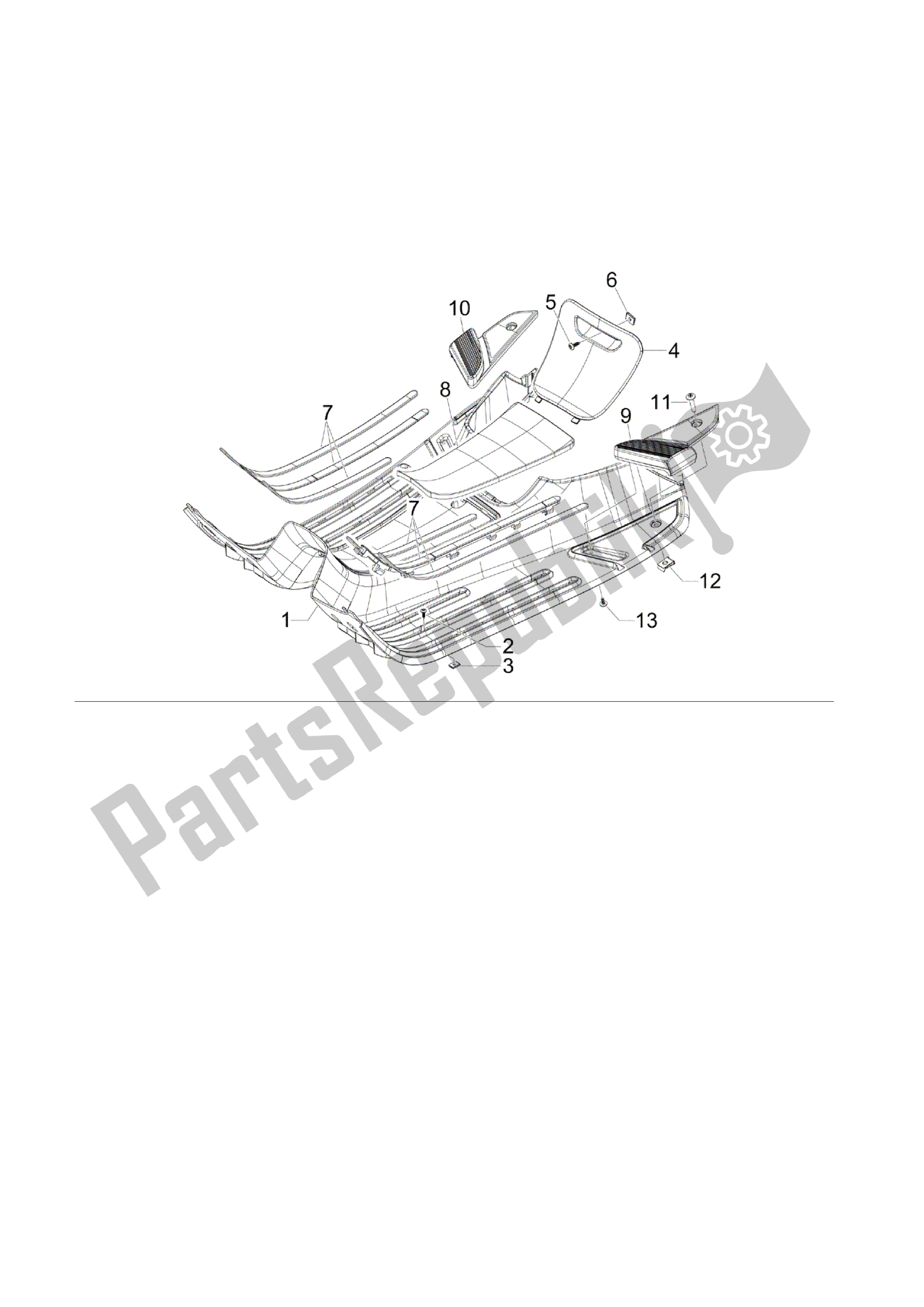 All parts for the Cubierta Central - Estribos of the Vespa S 50 2008 - 2012