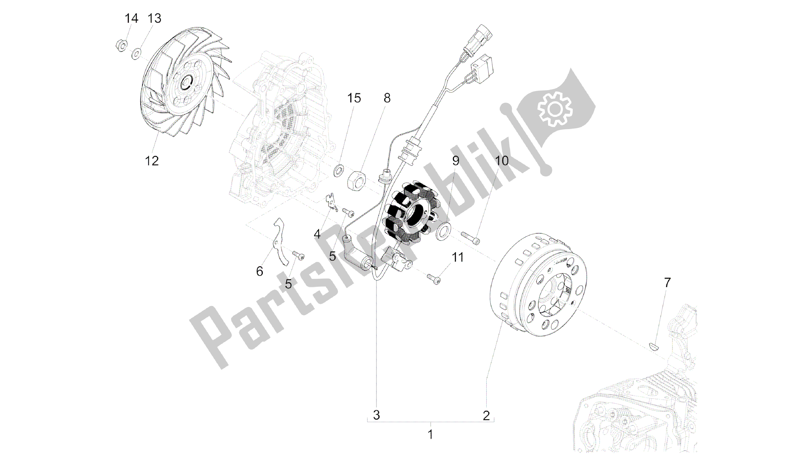 All parts for the Flywheel Magneto of the Vespa Primavera 150 2014